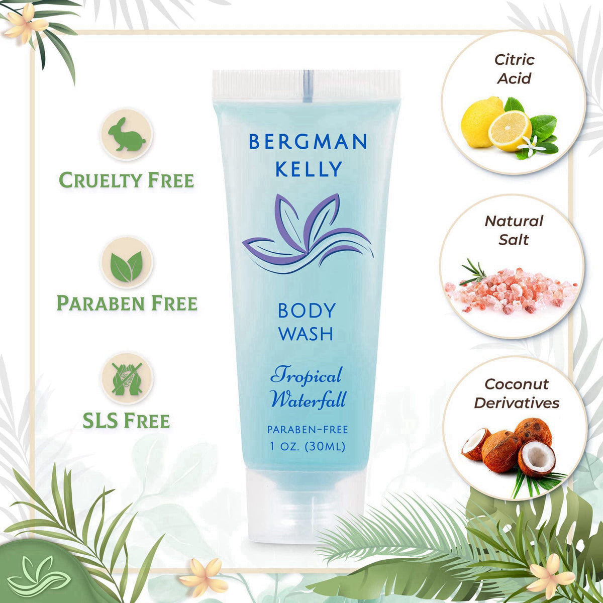 BERGMAN KELLY - Travel Size Body Wash - 1 fl oz, 100 PK, Tropical Waterfall – close-up detail
