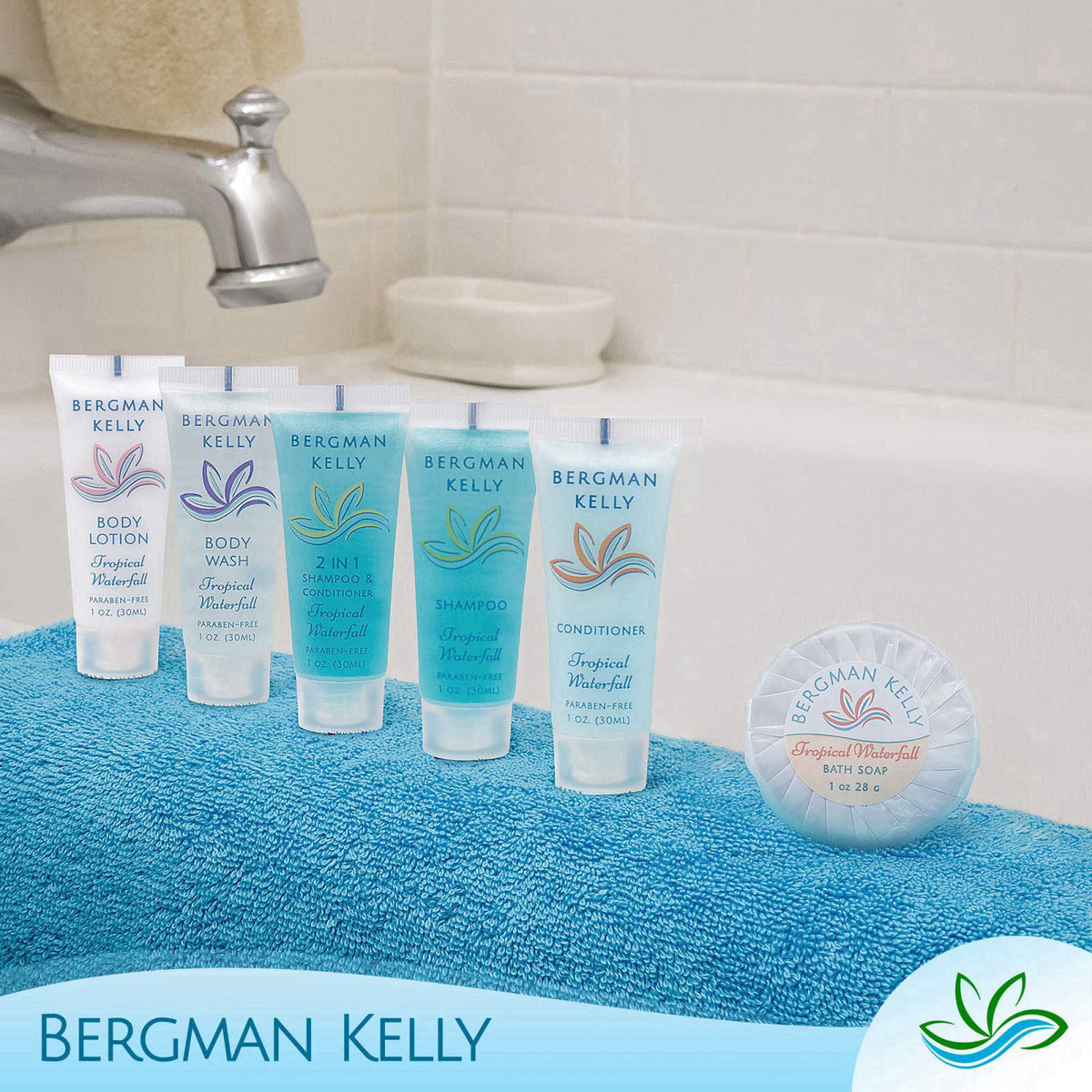 BERGMAN KELLY - Travel Size Body Wash - 1 fl oz, 100 PK, Tropical Waterfall – alternate angle