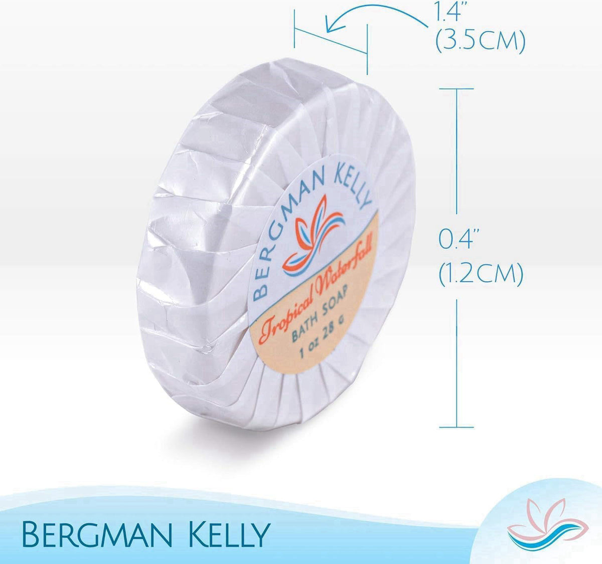 BERGMAN KELLY - Hotel Soap Bars in Bulk - Tropical Waterfall, 1 oz, 100 PK - Small Individually Wrapped Round Soap - Tra