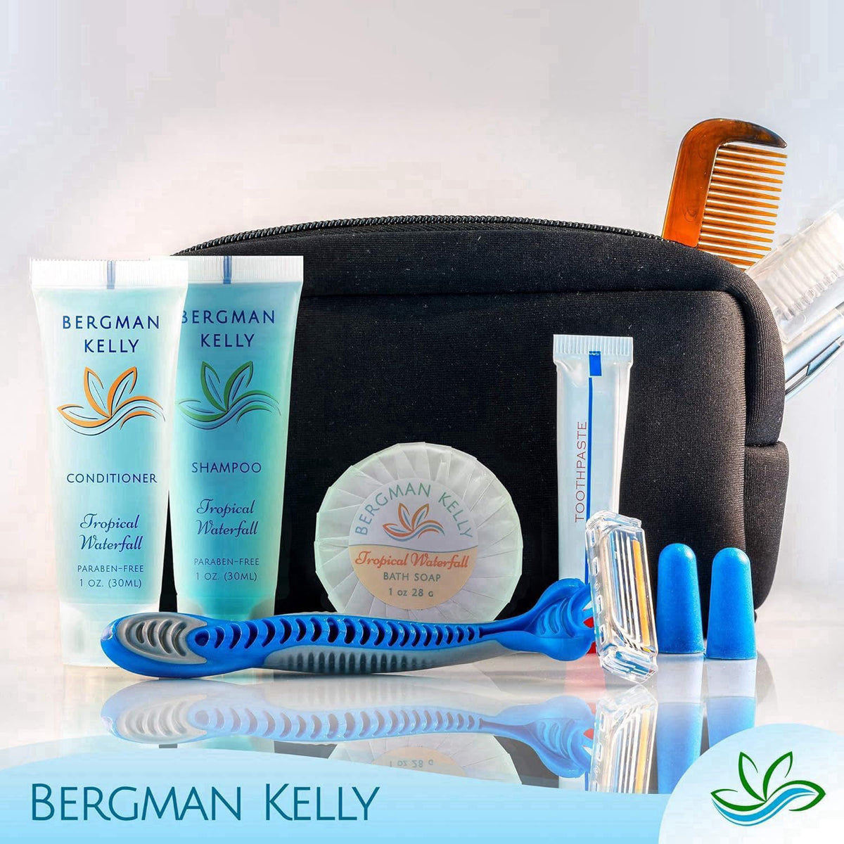 BERGMAN KELLY - Hotel Soap Bars in Bulk - Tropical Waterfall, 1 oz, 100 PK - Small Individually Wrapped Round Soap - Tra