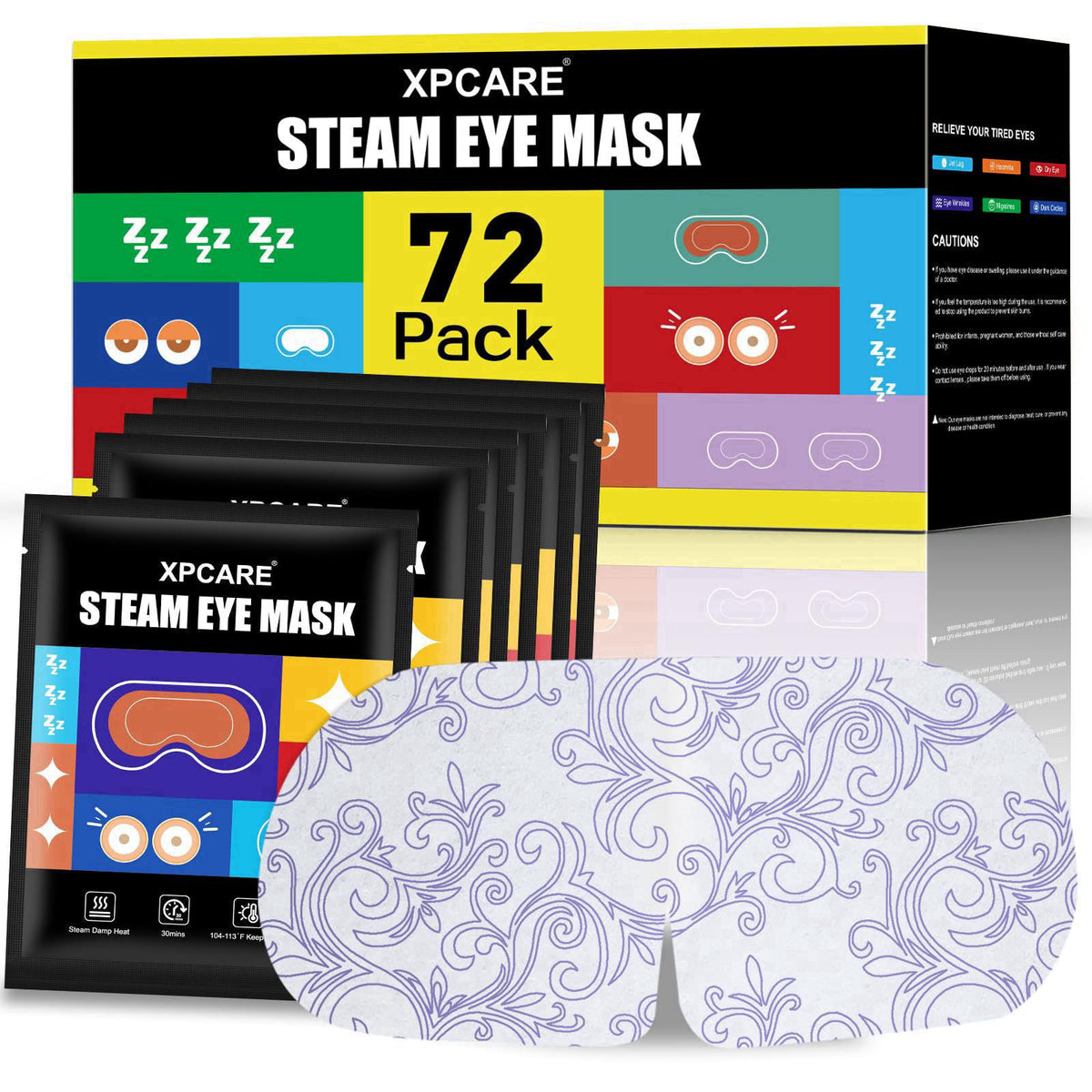 XPCARE 72 Pack Steam Eye Mask Disposable for Dry Eyes Cornea Care-Unscented – product photo (Masks)