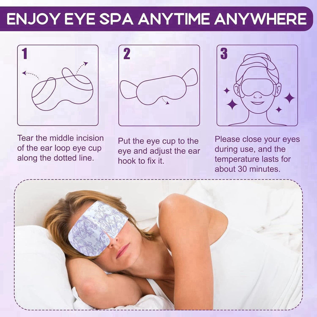 XPCARE 72 Pack Steam Eye Mask Disposable for Dry Eyes Cornea Care-Unscented – full view, size 1 Count (Pack of 72)