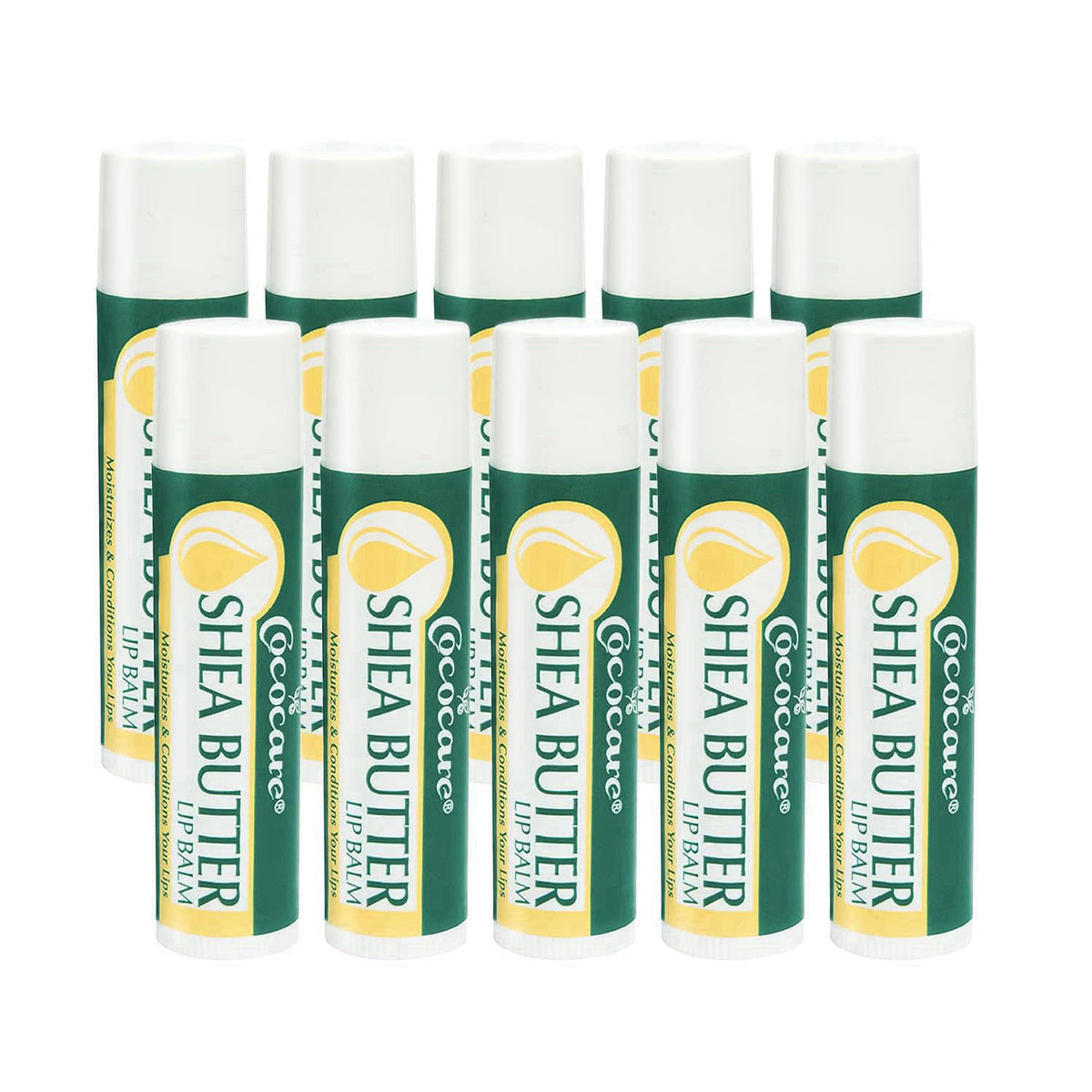 Cococare Shea Butter Lip Balm with Vitamin E & Aloe Vera, 0.15 oz, 10 Pack – product photo (Balms &amp; Moisturizers)