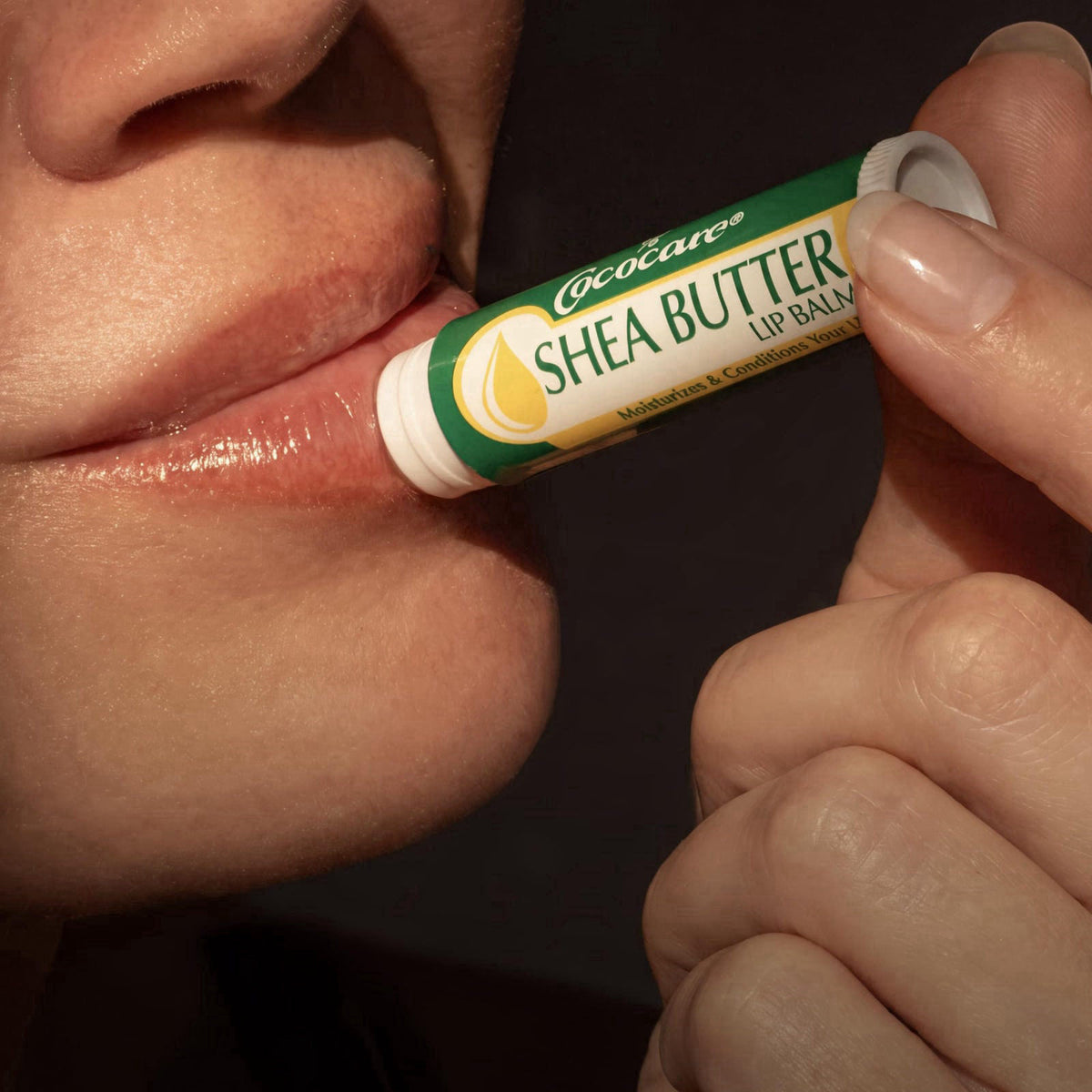 Cococare Shea Butter Lip Balm with Vitamin E & Aloe Vera, 0.15 oz, 10 Pack – packaging and label