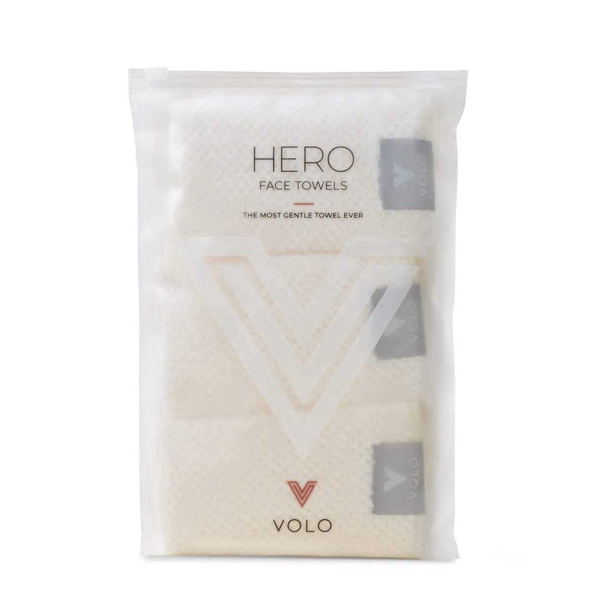 VOLO Hero Salt White Face Towel | Reusable Facial Wash Cloths | Makeup Remover & Post Shower Washcloths | Ultra Soft, Ab