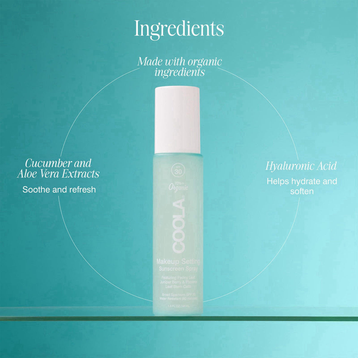 COOLA Makeup Setting Spray SPF 30, Clear Face Sunscreen Mist, 1 fl oz – full view