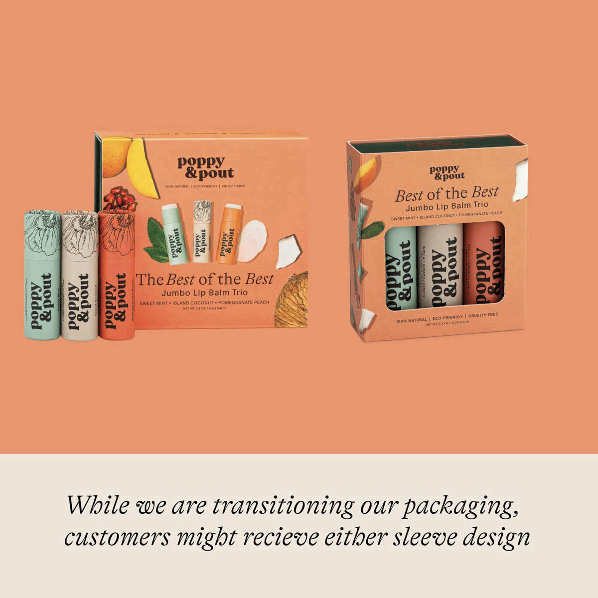 Jumbo Lip Balm Gift Set (3-Pack, Top Flavors) | Poppy & Pout All Natural Lip Balms & Moisturizers | Hydrates with Beeswa