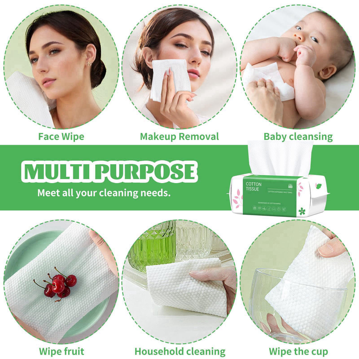 Cayxenful Disposable Face Towel, 600 Count Biodegradable Face Towels, for Washing Soft Cotton Dry Wipes Facial Cloths To