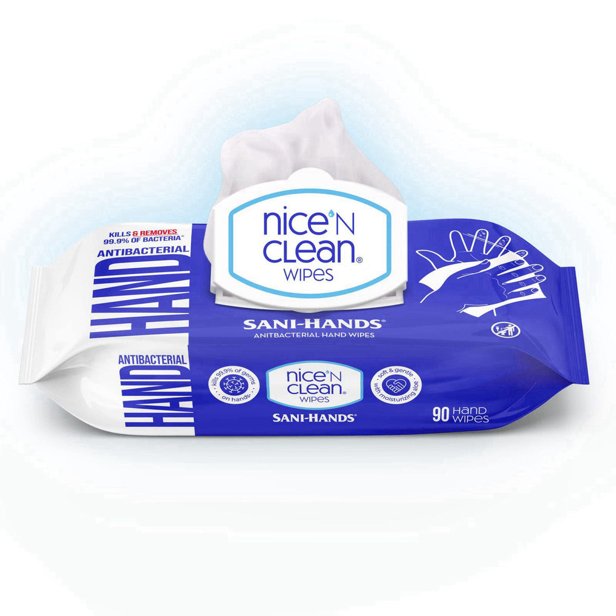 Nice 'N CLEAN Sensitive Skin Wet Hand Wipes 90ct (8-Pack) | Infused with Aloe | Hypoallergenic Wipes More Effective than