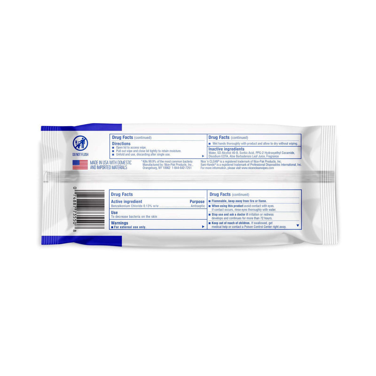 Nice 'N CLEAN Sensitive Skin Wet Hand Wipes 90ct (8-Pack) | Infused with Aloe | Hypoallergenic Wipes More Effective than