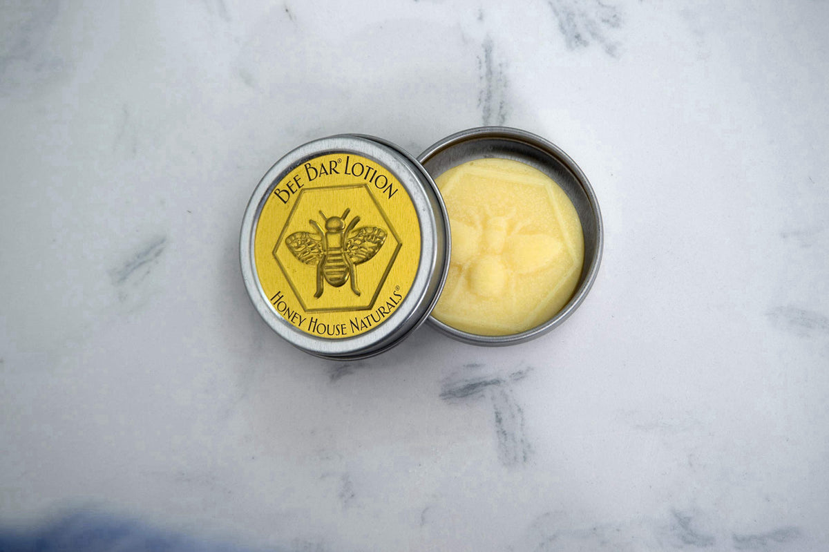 Honey House Naturals Bee Bar Duo - Vanilla - Small .6 Ounce and Large 2 Ounce - All Natural Ultra Moisturizing Lotion Ba