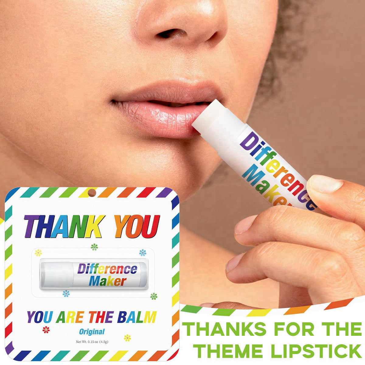 Sacubee 30 Pack Christmas Employee Teacher Appreciation Gifts Lip Balm Bulk Rainbow – packaging and label