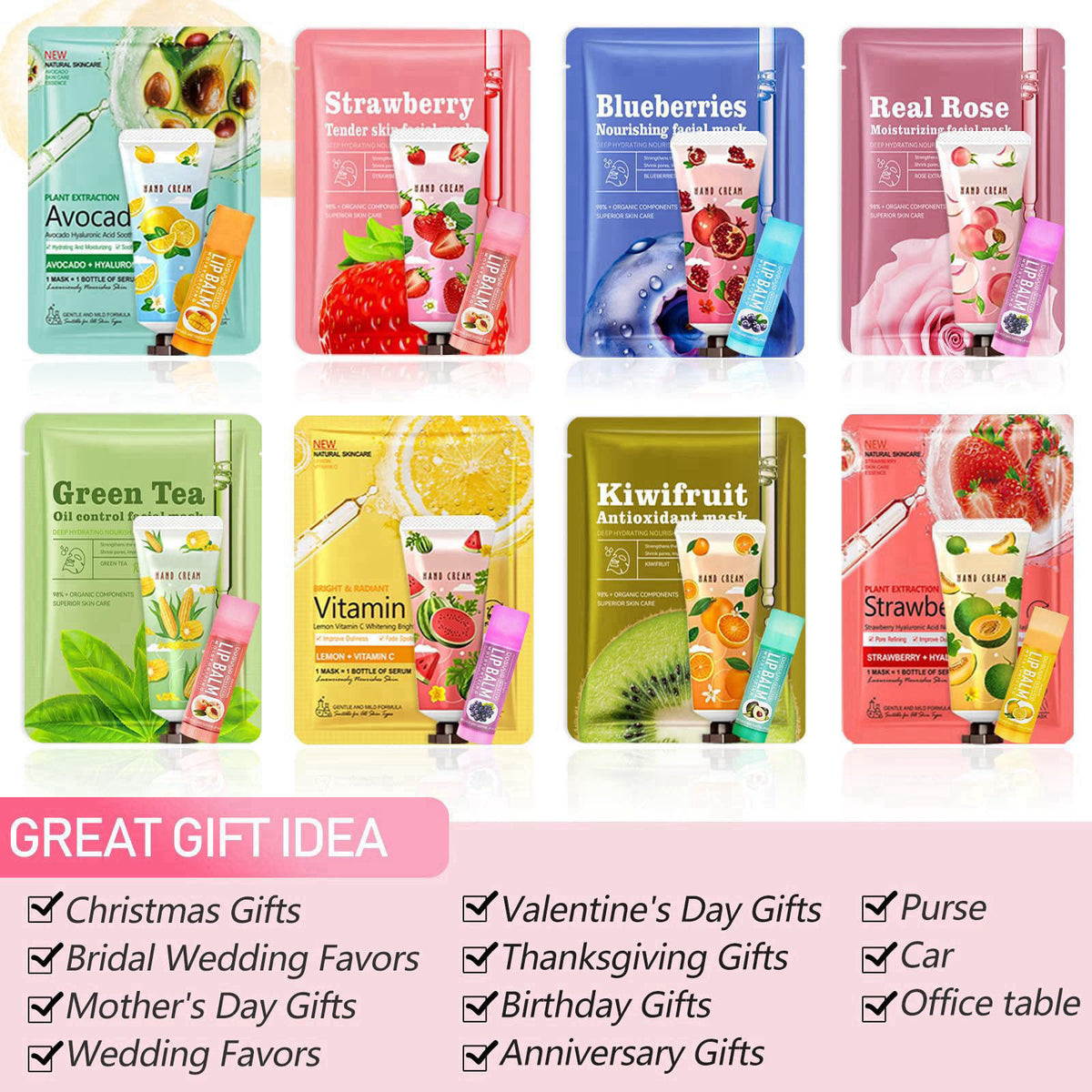 Cioxcr 144 PCS Bulk Gifts For Women |Spa Party Favors Including Facial Mask, Hand Cream and Lip Balm, Ideal Gifts for Mo