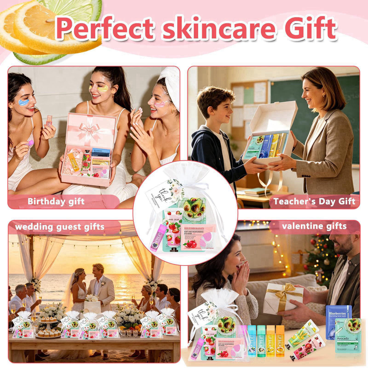 Cioxcr 144 PCS Bulk Gifts For Women |Spa Party Favors Including Facial Mask, Hand Cream and Lip Balm, Ideal Gifts for Mo