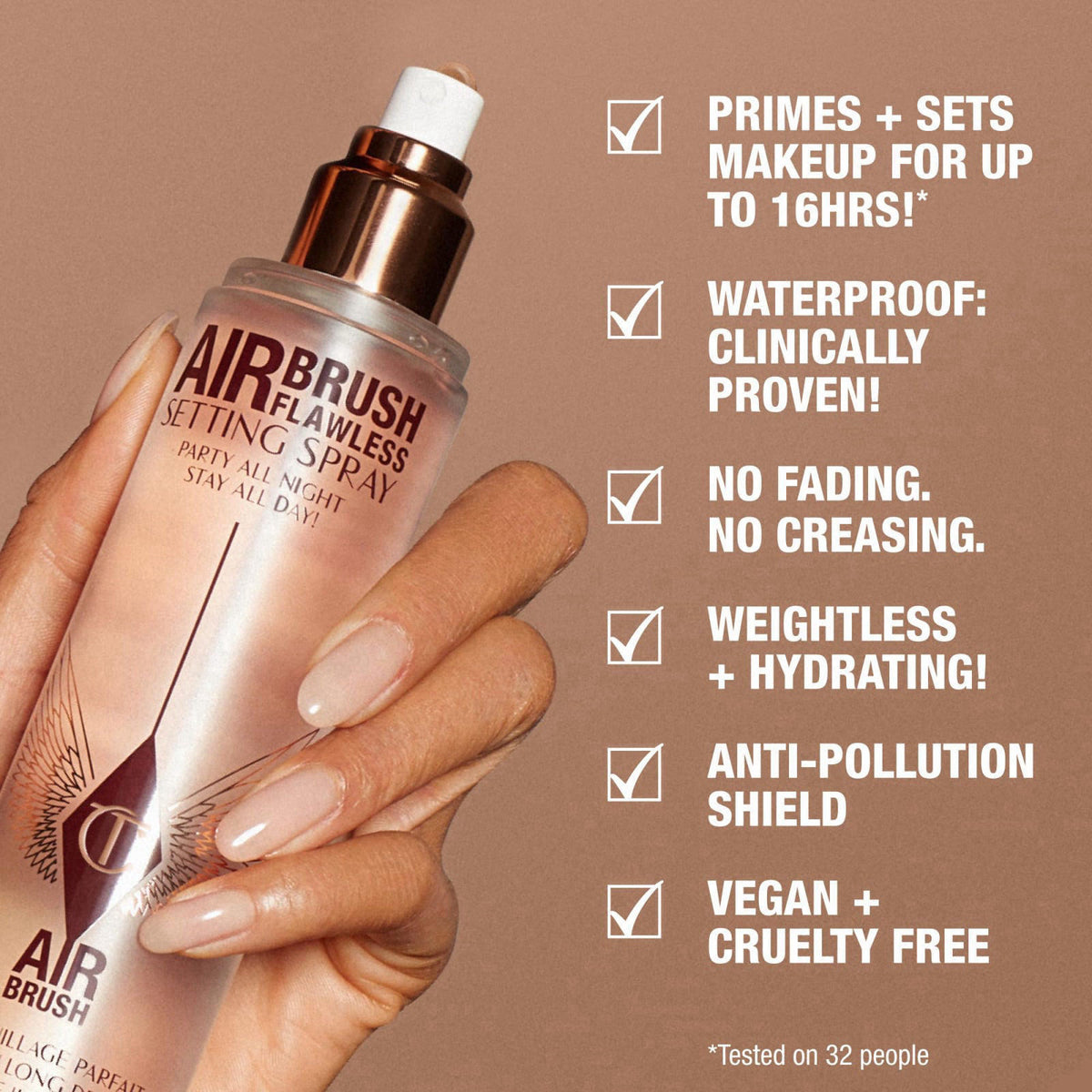 Charlotte Tilbury Airbrush Flawless Setting Spray - Ultra-Fine Hydrating Mist to Prime & Set Makeup Up to 16Hr – Soothes