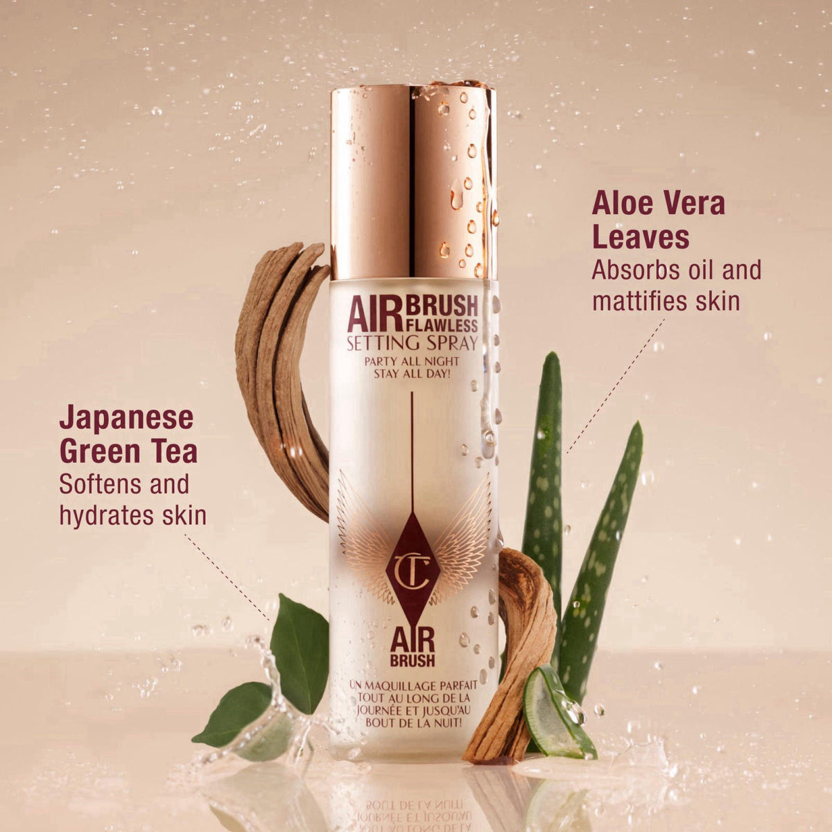 Charlotte Tilbury Airbrush Flawless Setting Spray - Ultra-Fine Hydrating Mist to Prime & Set Makeup Up to 16Hr – Soothes