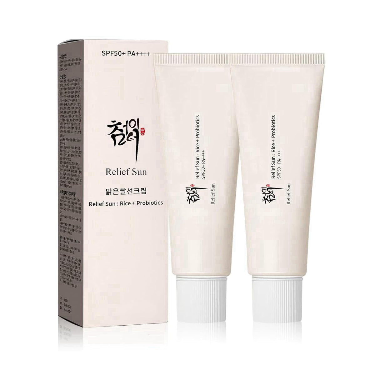 RELIEF SUN Organic Korean sunscreen SPF50+, PA++++ Riceand Probiotics | Korean Skin Care Solution for All Skin TypesNour