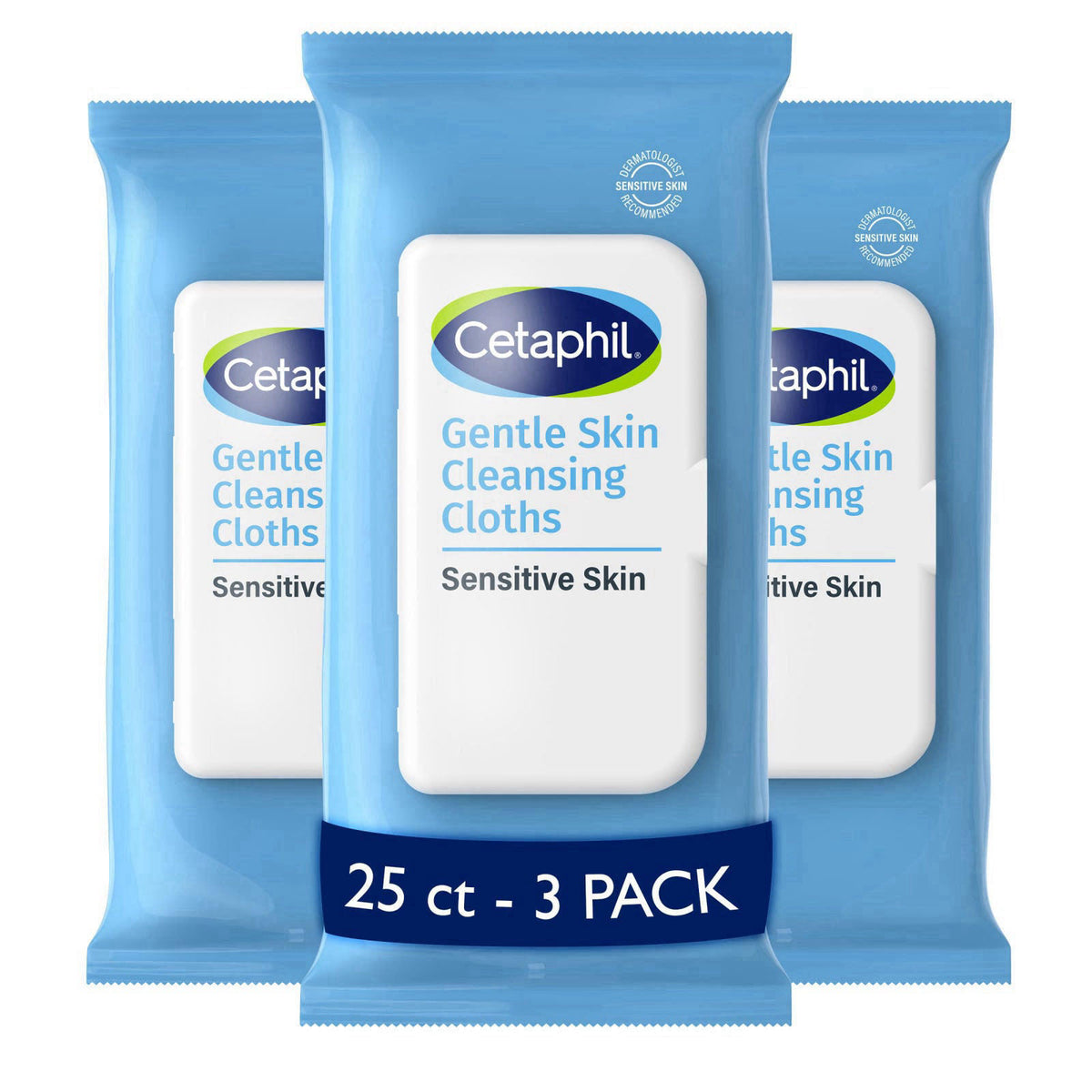 Cetaphil Cleansing Face & Body Wipes, Fragrance Free, 25ct, 3-Pack – product photo (Cloths &amp; Towelettes)