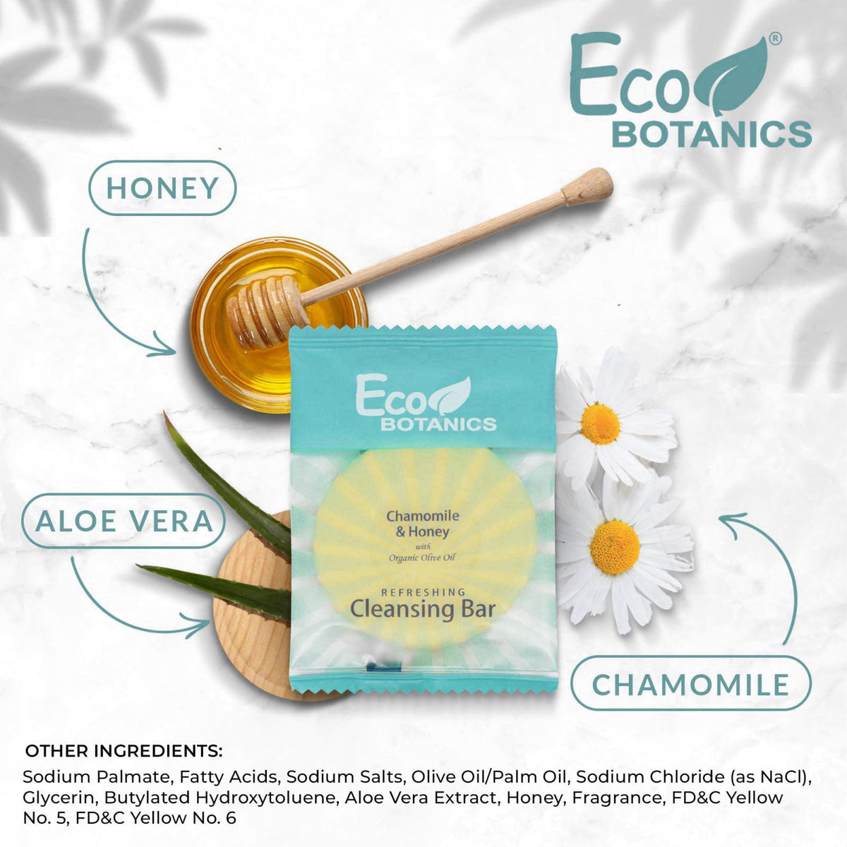 Eco Botanics 100-Count 0.5oz Cleansing Bar Soap, Travel Size Hotel Soap – full view