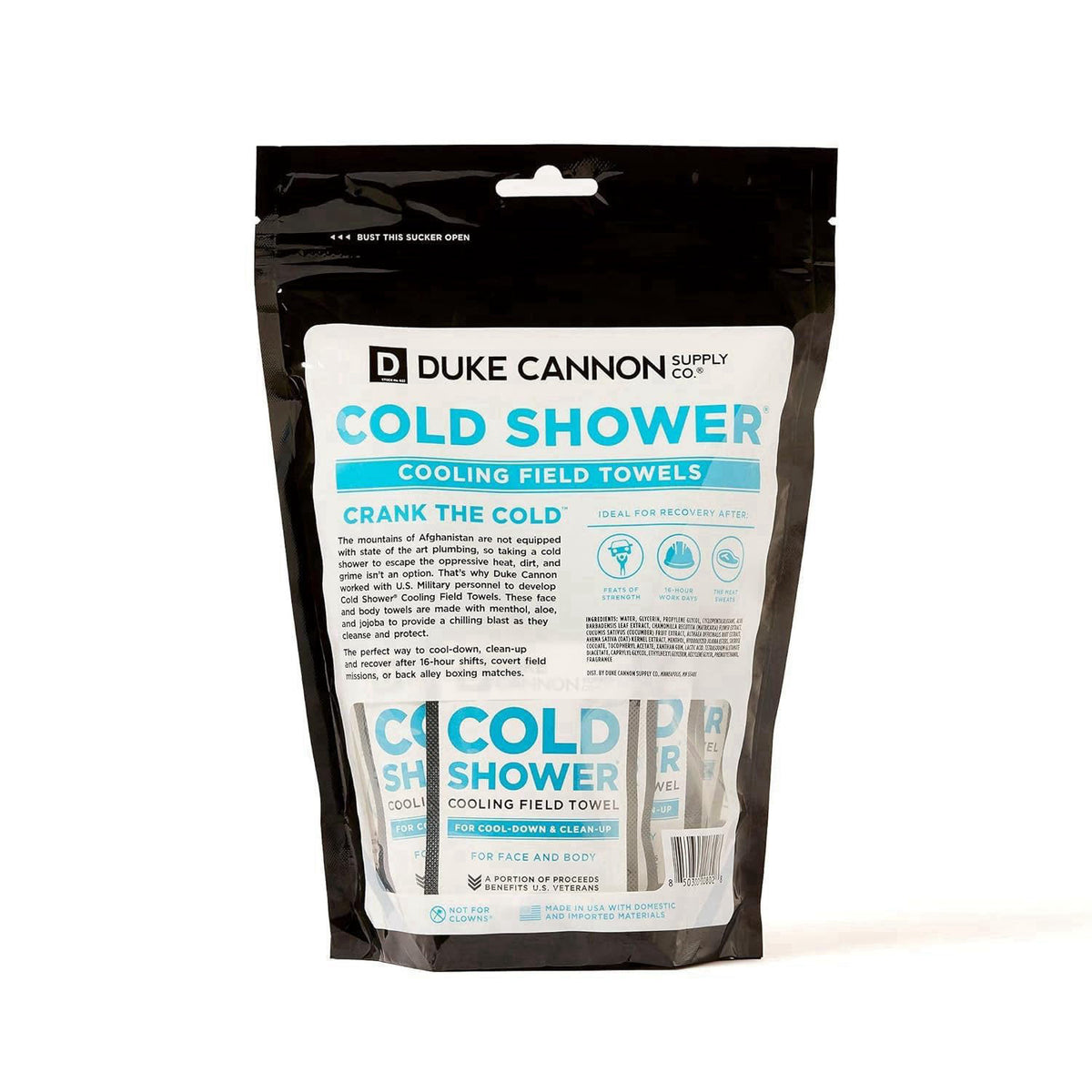 Duke Cannon Supply Co. Duke Cannon Cold Shower Cooling Field Towels, 15 Count, 2 Pack – full view