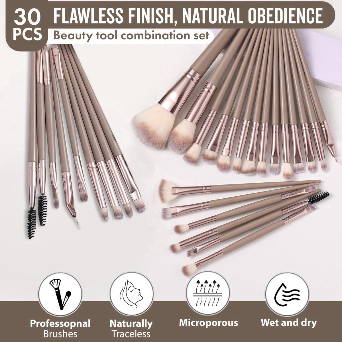 Professional Makeup Tools Set, 54pcs set Cosmetic Brush & Sponge & Puff & Headband & Brush Cleaning Bow Set,Facial Makeu