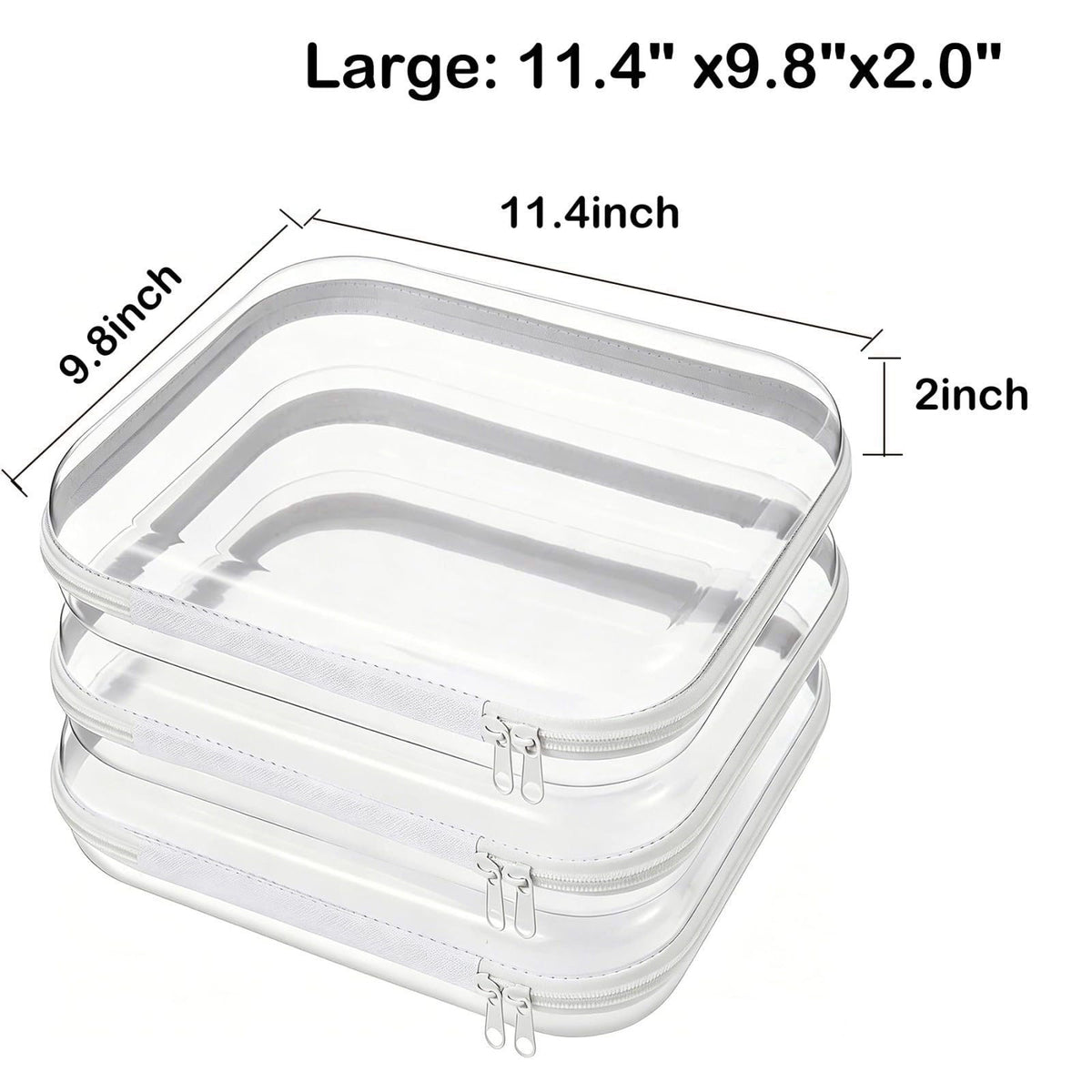 JJYYC Clear Hard Shell Zipper Cases, Diaper Bag Organizer, White, 3L – packaging and label