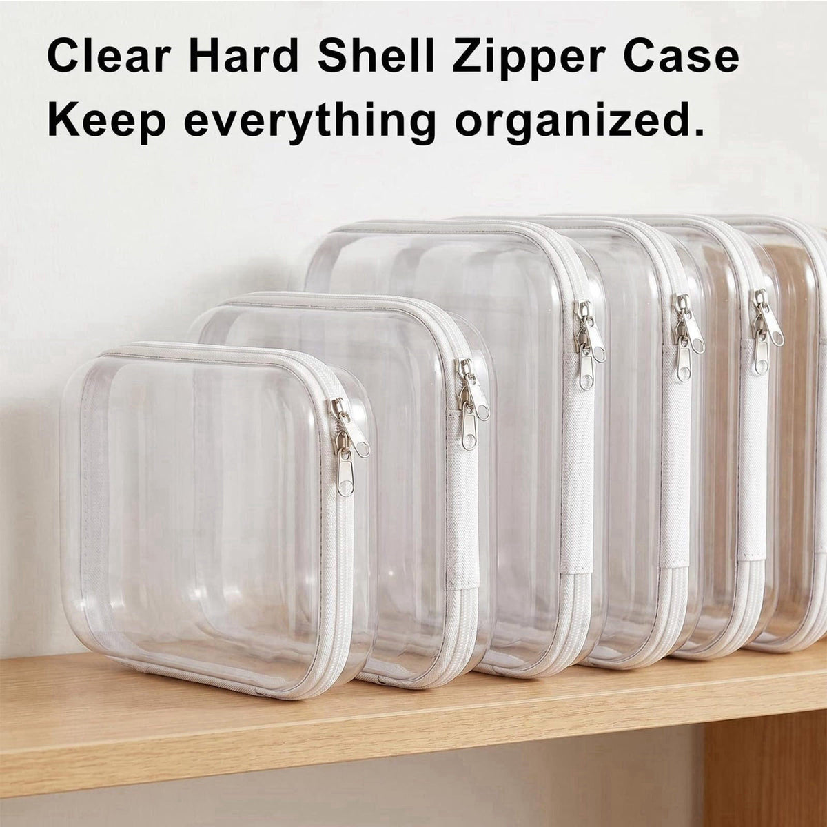 JJYYC Clear Hard Shell Zipper Cases, Diaper Bag Organizer, White, 3L – alternate angle