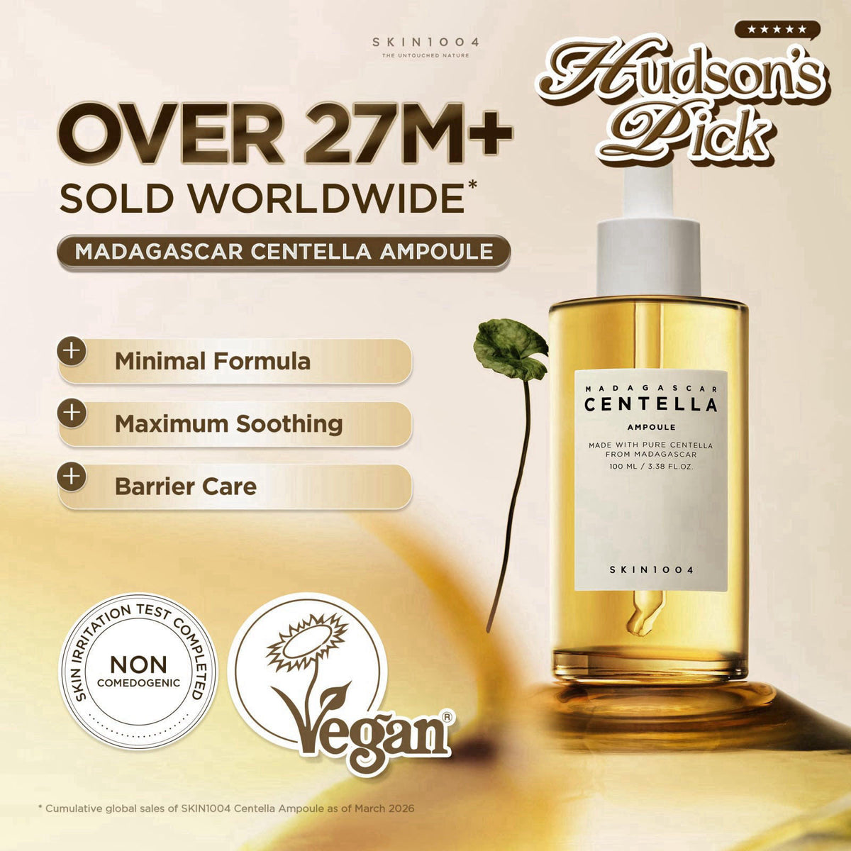 SKIN1004 [Hudson's Pick] Centella Ampoule, Korean Face Serum, 3.38 fl.oz – close-up detail