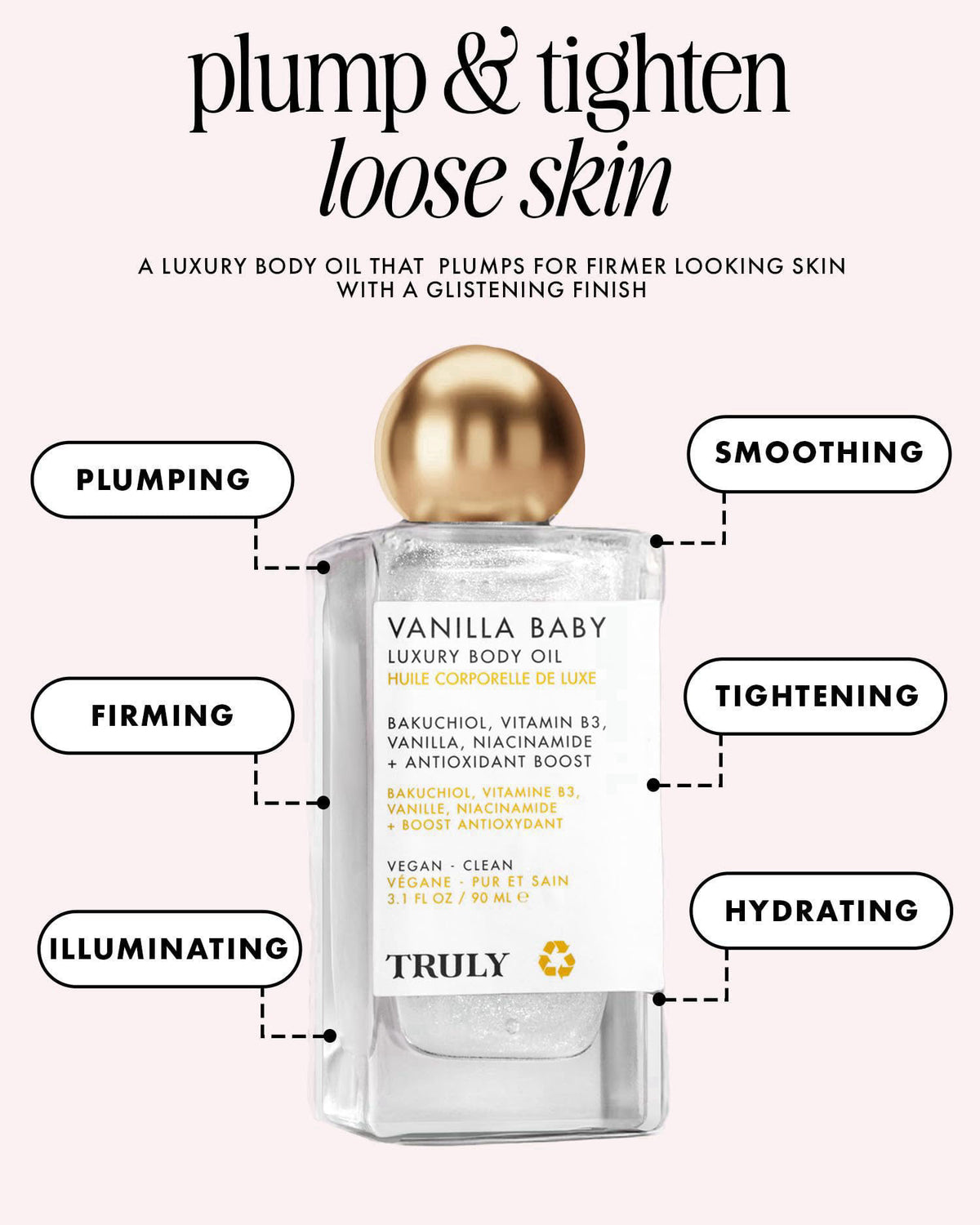 Truly Beauty Luxury Body Oil | Hydrating Shimmer Oil for Glowing Skin – close-up detail