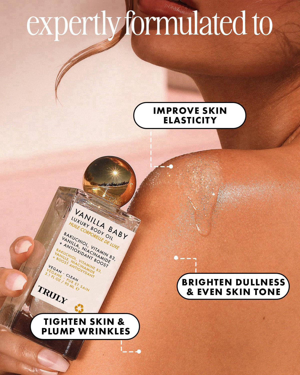 Truly Beauty Luxury Body Oil | Hydrating Shimmer Oil for Glowing Skin – full view