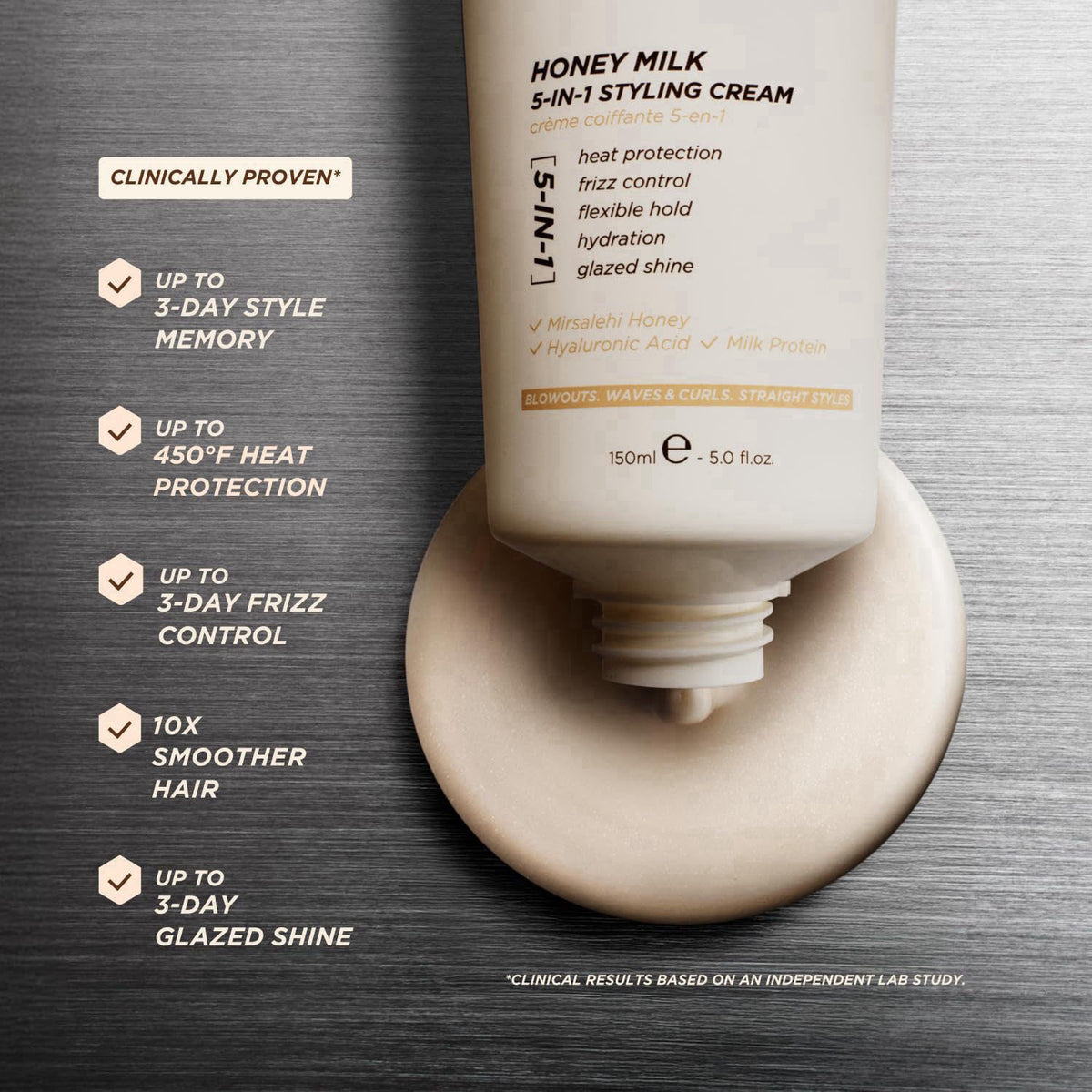 Gisou Honey Milk 5-in-1 Styling Cream (5.1 Fl Oz) – close-up detail