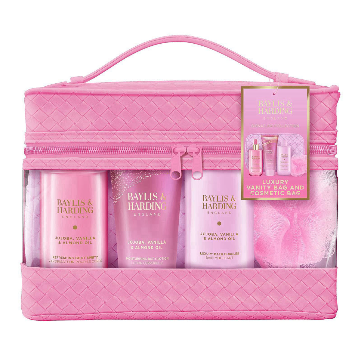Baylis & Harding Signature Luxury Vanity Bag, Gift Set for Women – close-up detail