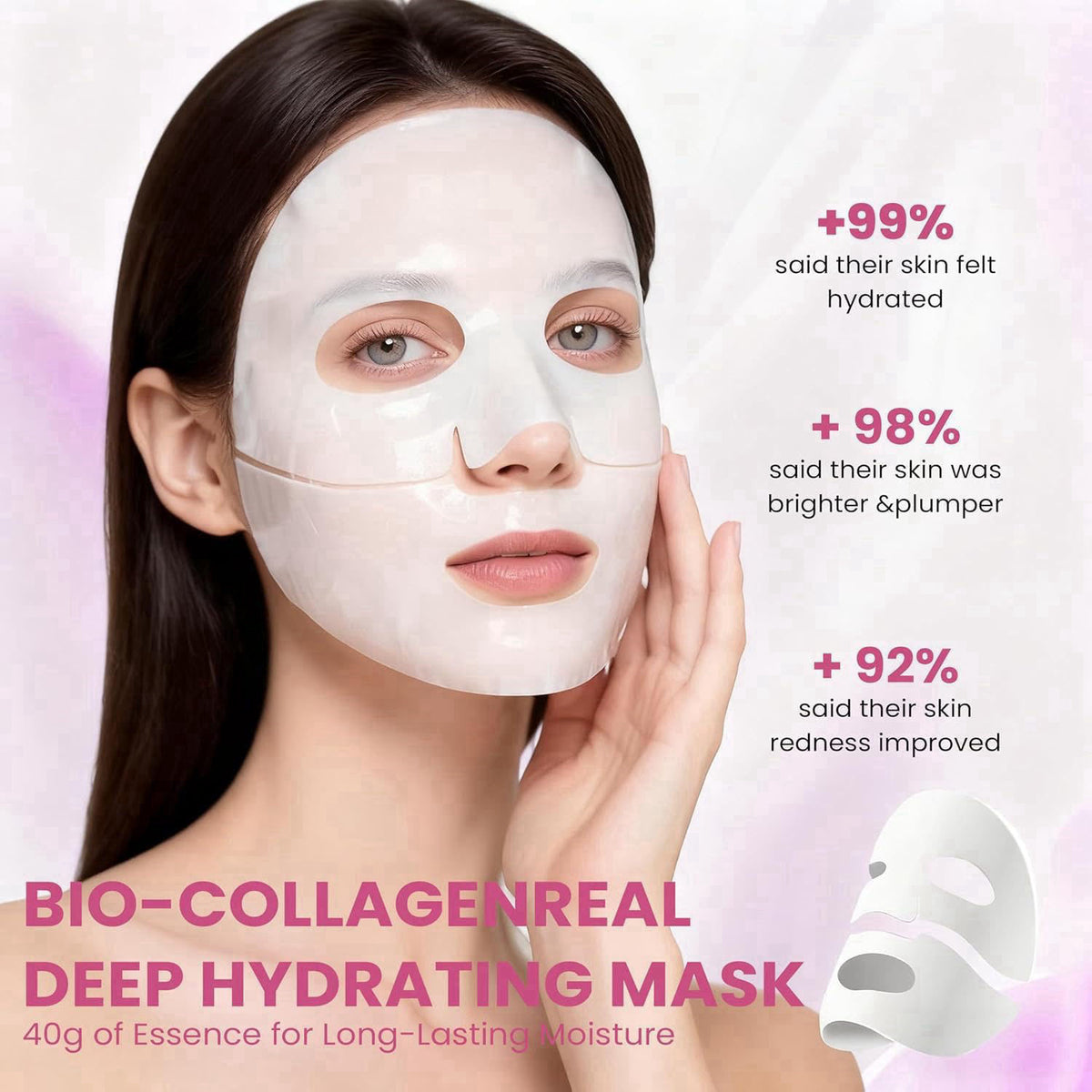 MIXAROLA Collagen Glow Up Mask 2.0, Bio Collagen Face Mask for Firming Skin – full view, size 4 Count (Pack of 1)