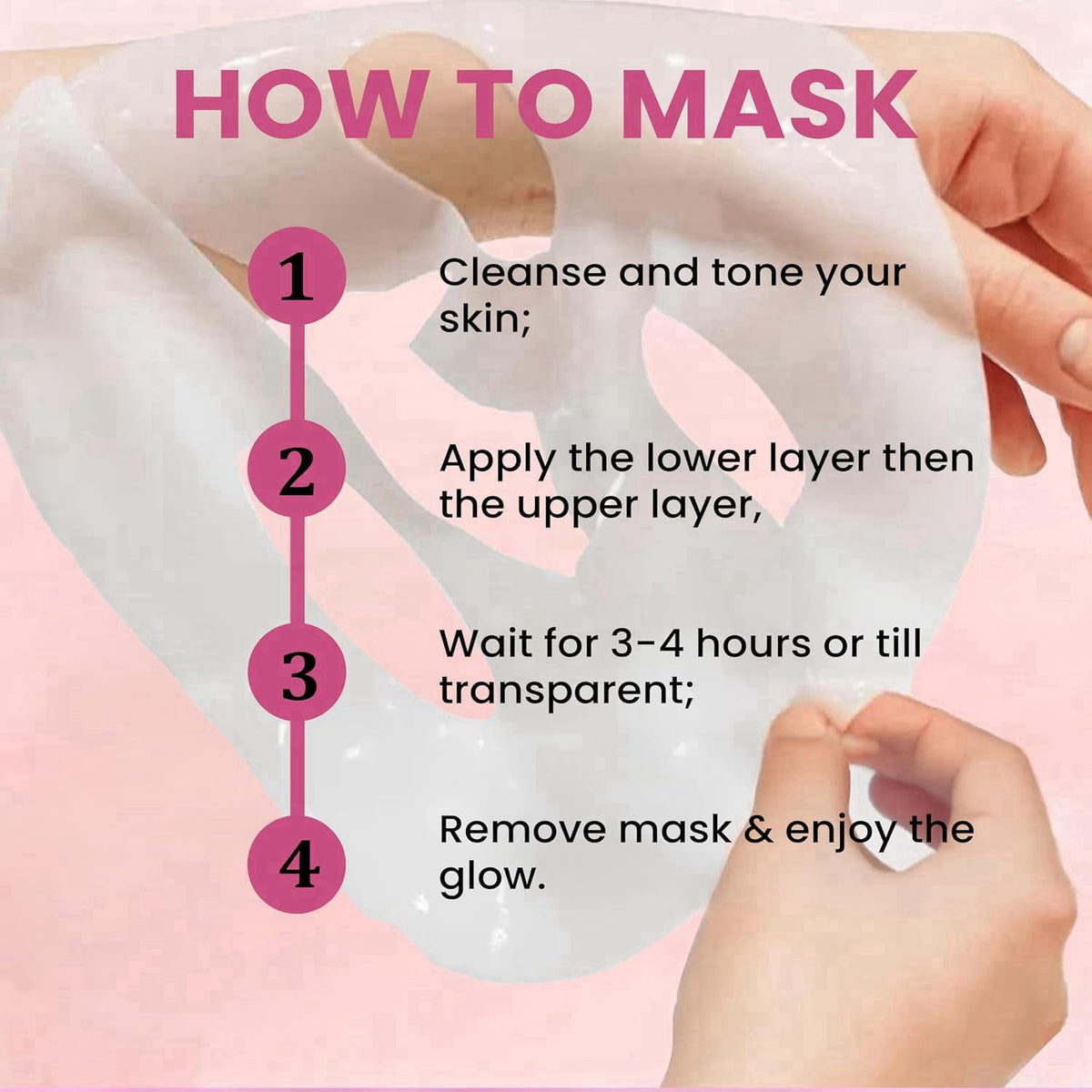 MIXAROLA Collagen Glow Up Mask 2.0, Bio Collagen Face Mask for Firming Skin – back view and specifications