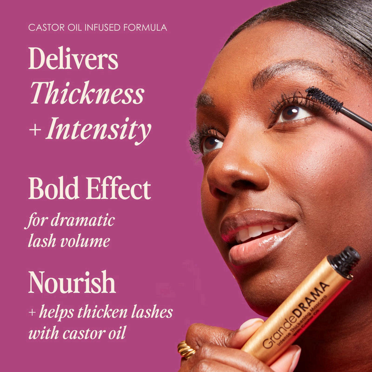 Grande Cosmetics GrandeDRAMA Intense Thickening Mascara, Black, 0.32 oz – packaging and label