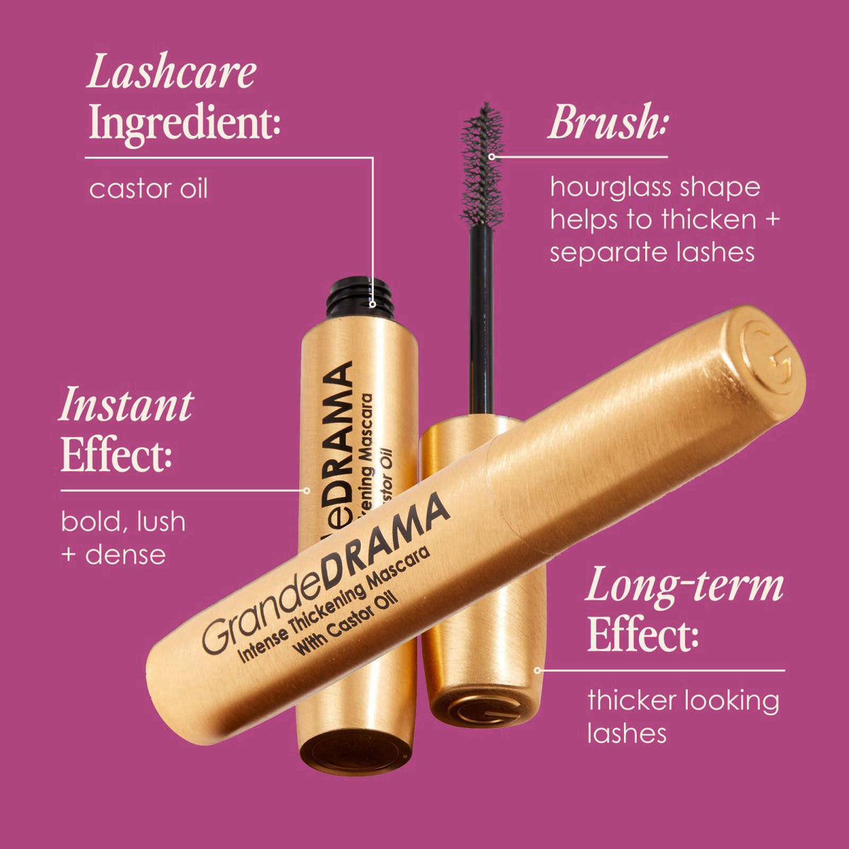 Grande Cosmetics GrandeDRAMA Intense Thickening Mascara, Black, 0.32 oz – Mascara on display