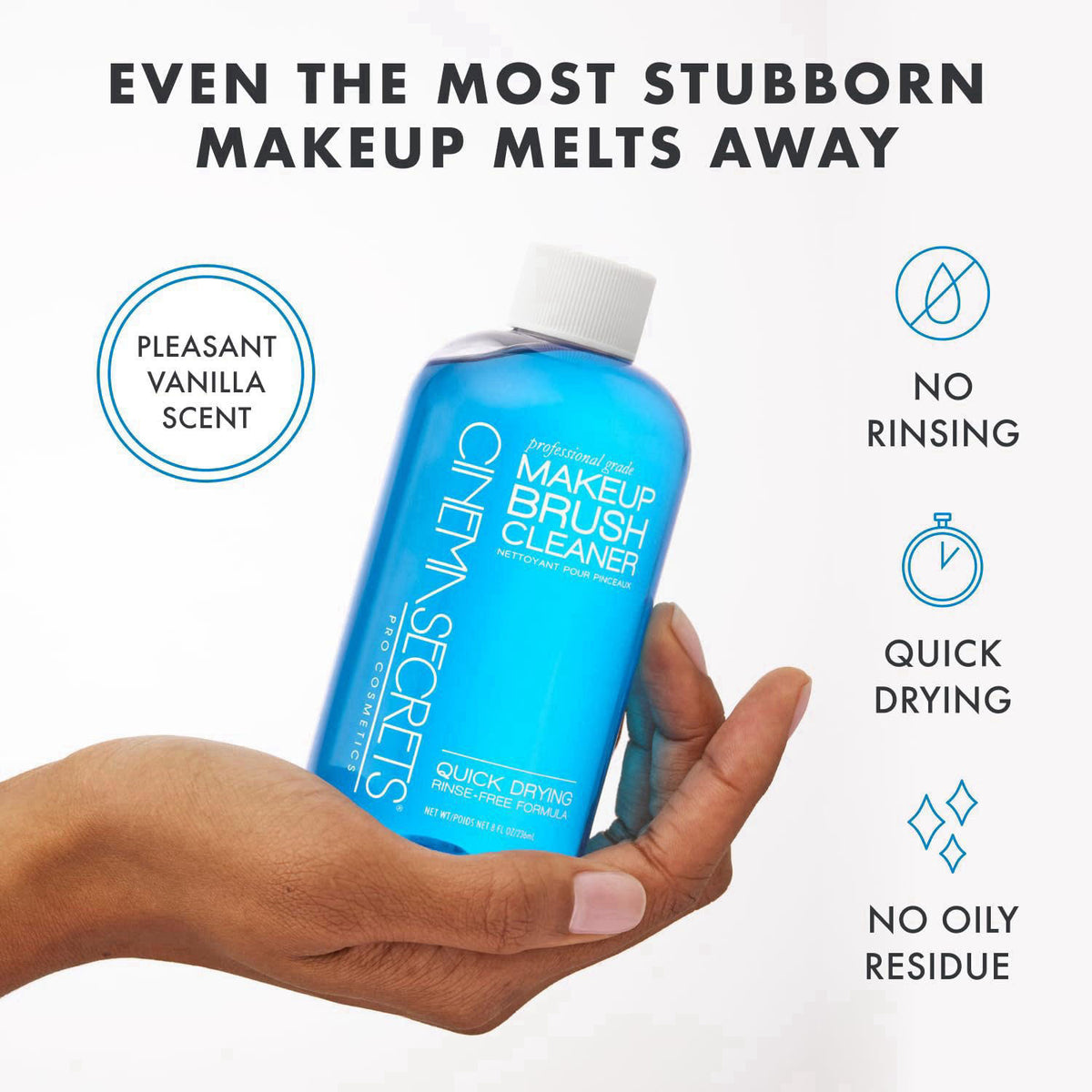 Cinema Secrets Original Blue Vanilla Makeup Brush Cleaner Solution - Professional Cleanser for Makeup Brushes - Quick-Dr