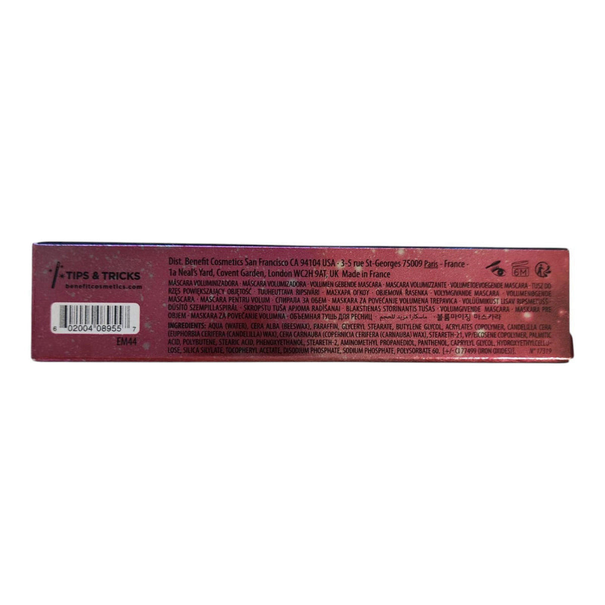 Benefit Bad Gal Bang Volumizing Mascara, Regular Size, 0.3 Fl Oz, Black – back view and specifications