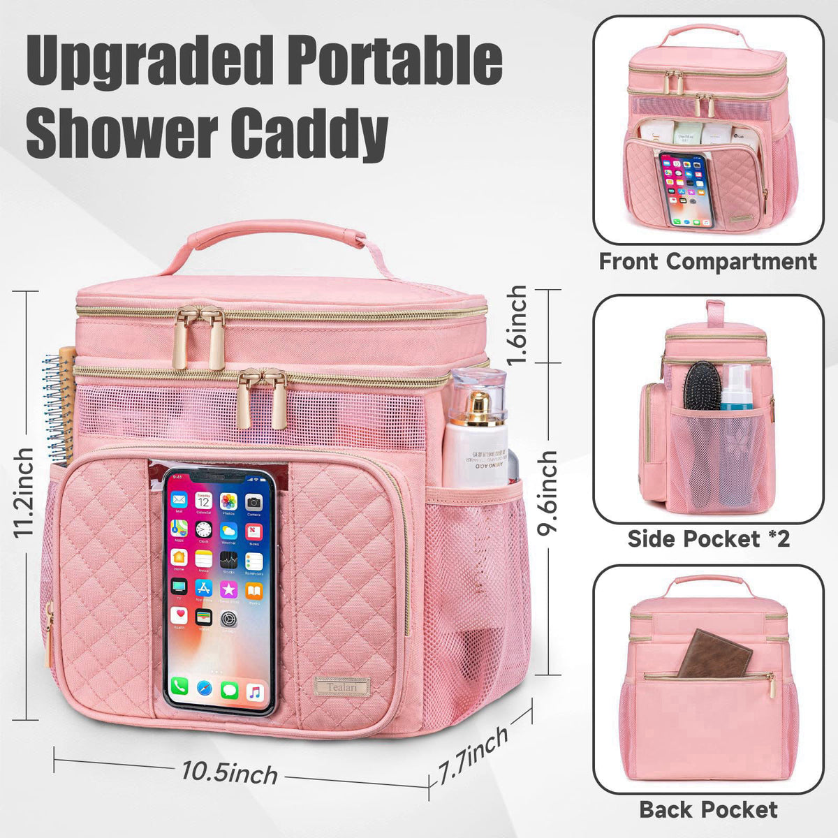 Tealari Large Toiletry Bag for Women Men,Bathroom Bag,Water Resistant Shower Bag,Makeup Bag,Portable Shower Caddy for Co