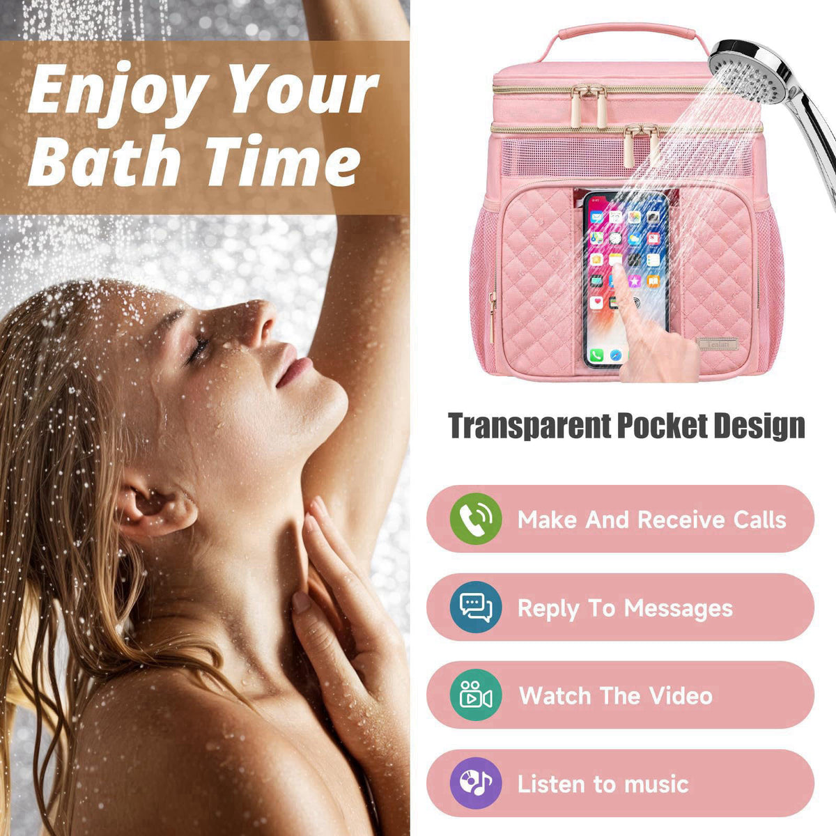 Tealari Large Toiletry Bag for Women Men,Bathroom Bag,Water Resistant Shower Bag,Makeup Bag,Portable Shower Caddy for Co