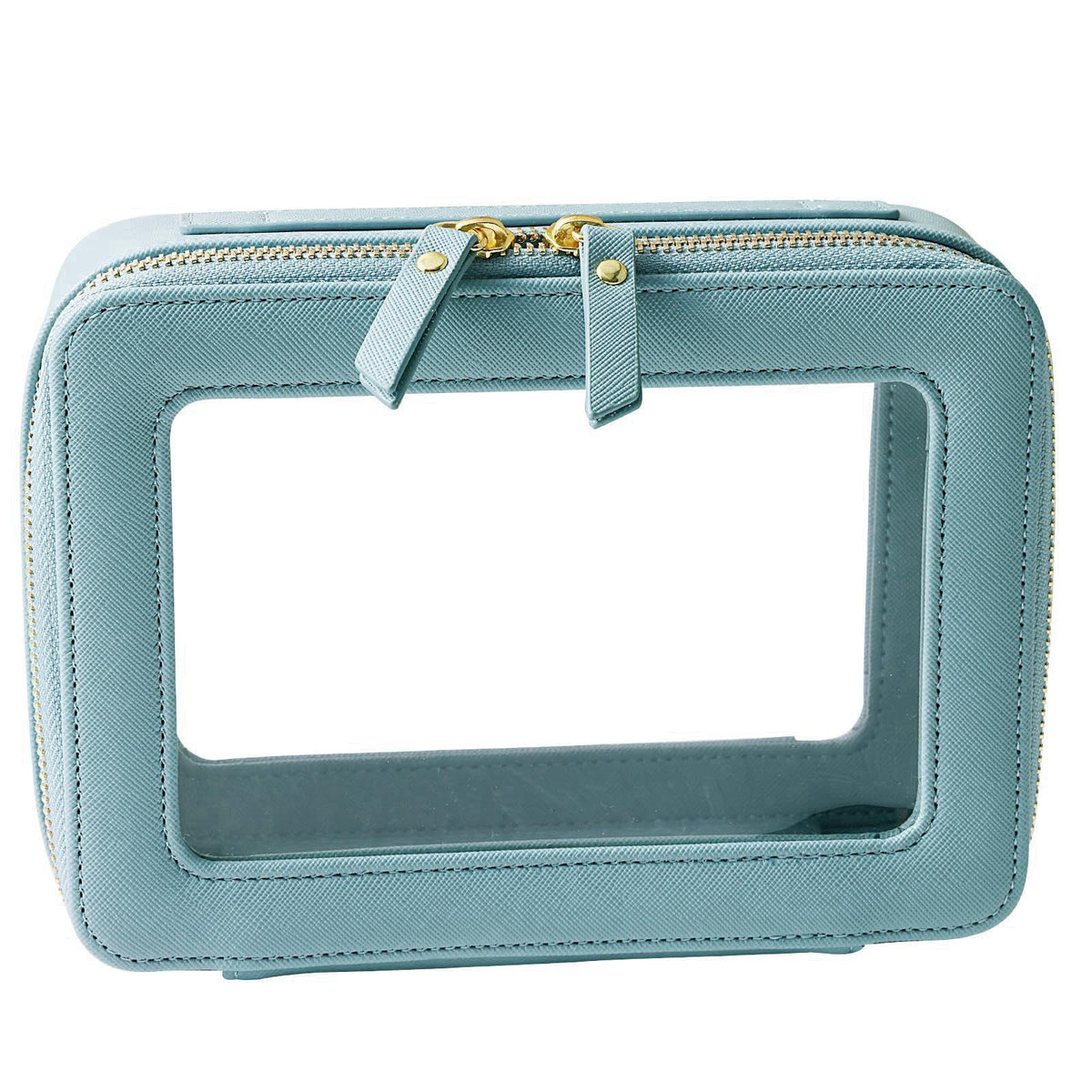 SANHECUN Toiletry bag waterproof cosmetic organizer with handle large opening for travelling (Blue)