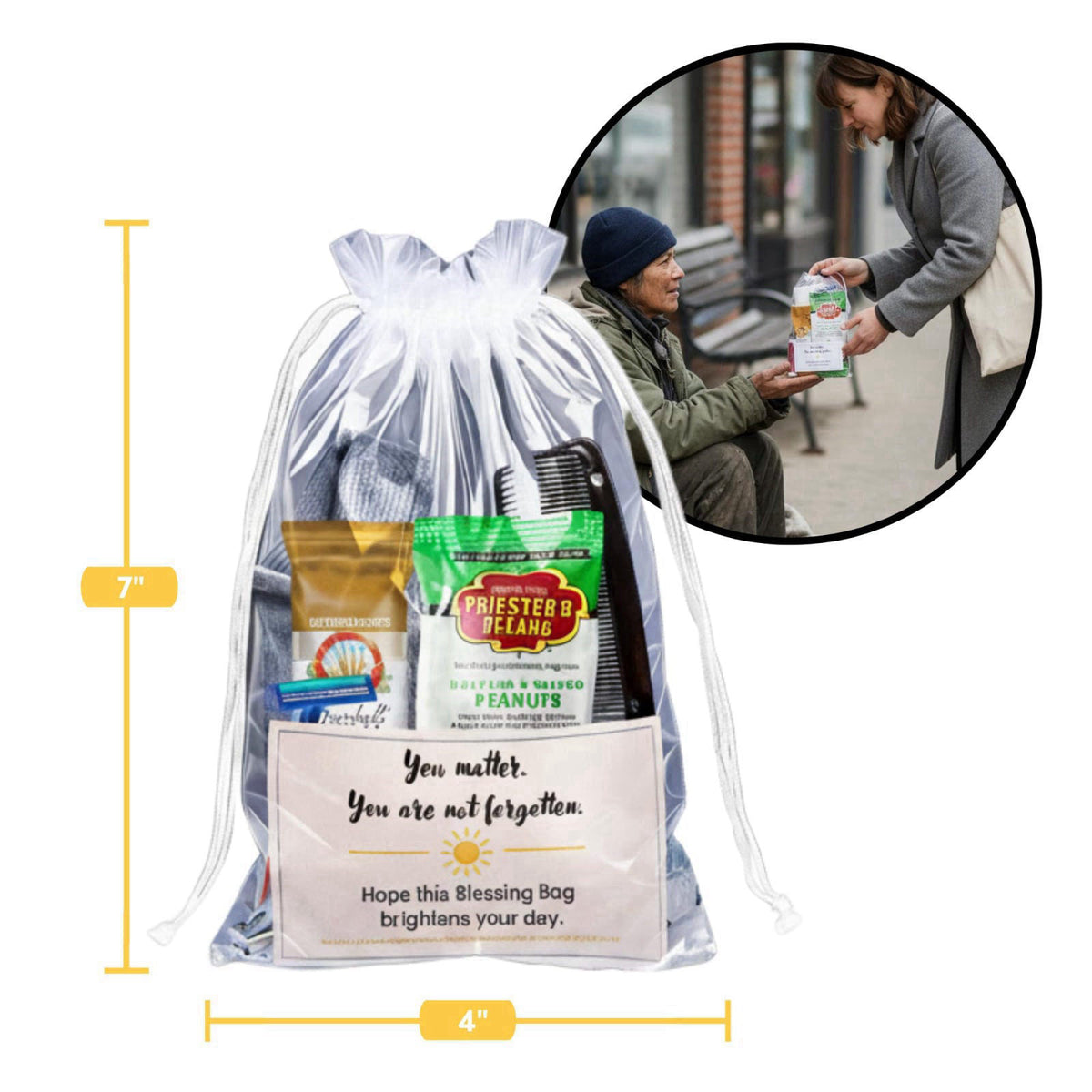 Pre-Assembled Homeless Care Packages 5-Pack, 14-Item Blessing Bags with Socks, Snacks, Hygiene & First Aid - Ready-to-Gi