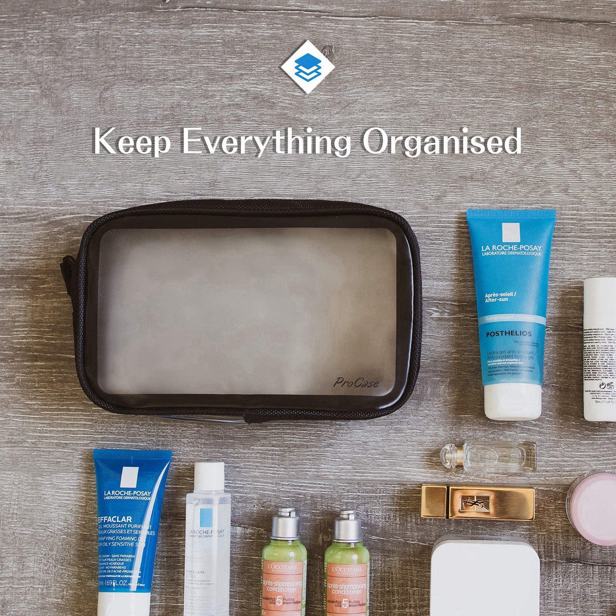 ProCase Travel Toiletry Bag Pouch Bundle with Electric Toothbrush Travel Case – full view