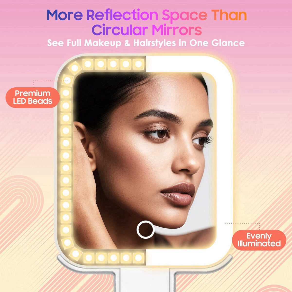 GOMIPURU Magnifying Travel Mirror with Light, 30X/1X Double-Sided Magnifying Mirror with 3 Color Lights, Brightness Adju