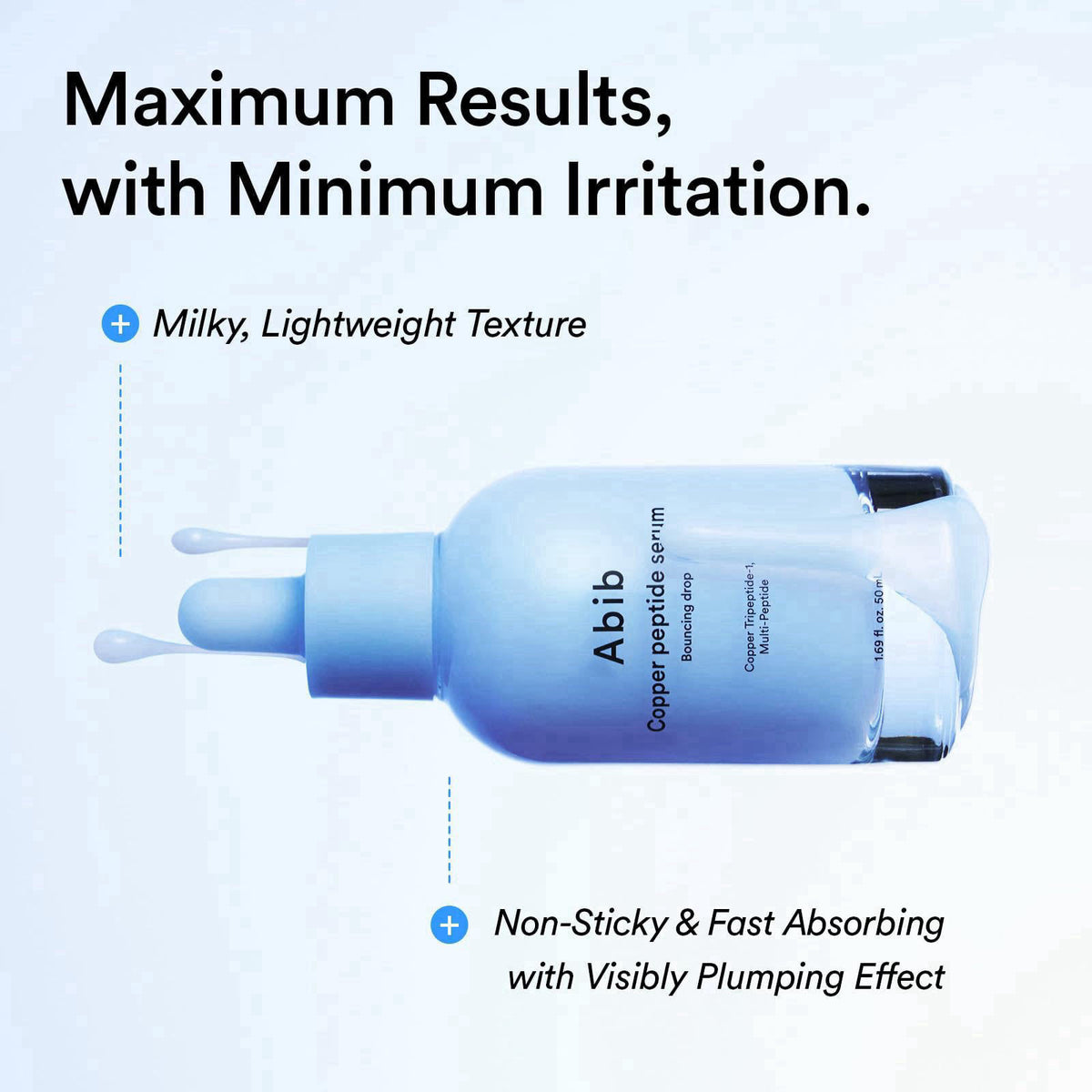 Abib Copper Peptide Serum Bouncing Drop – GHK-Cu Peptide, Argireline & Matrixyl Face Serum for Firm, Plum Skin Glow, Ela