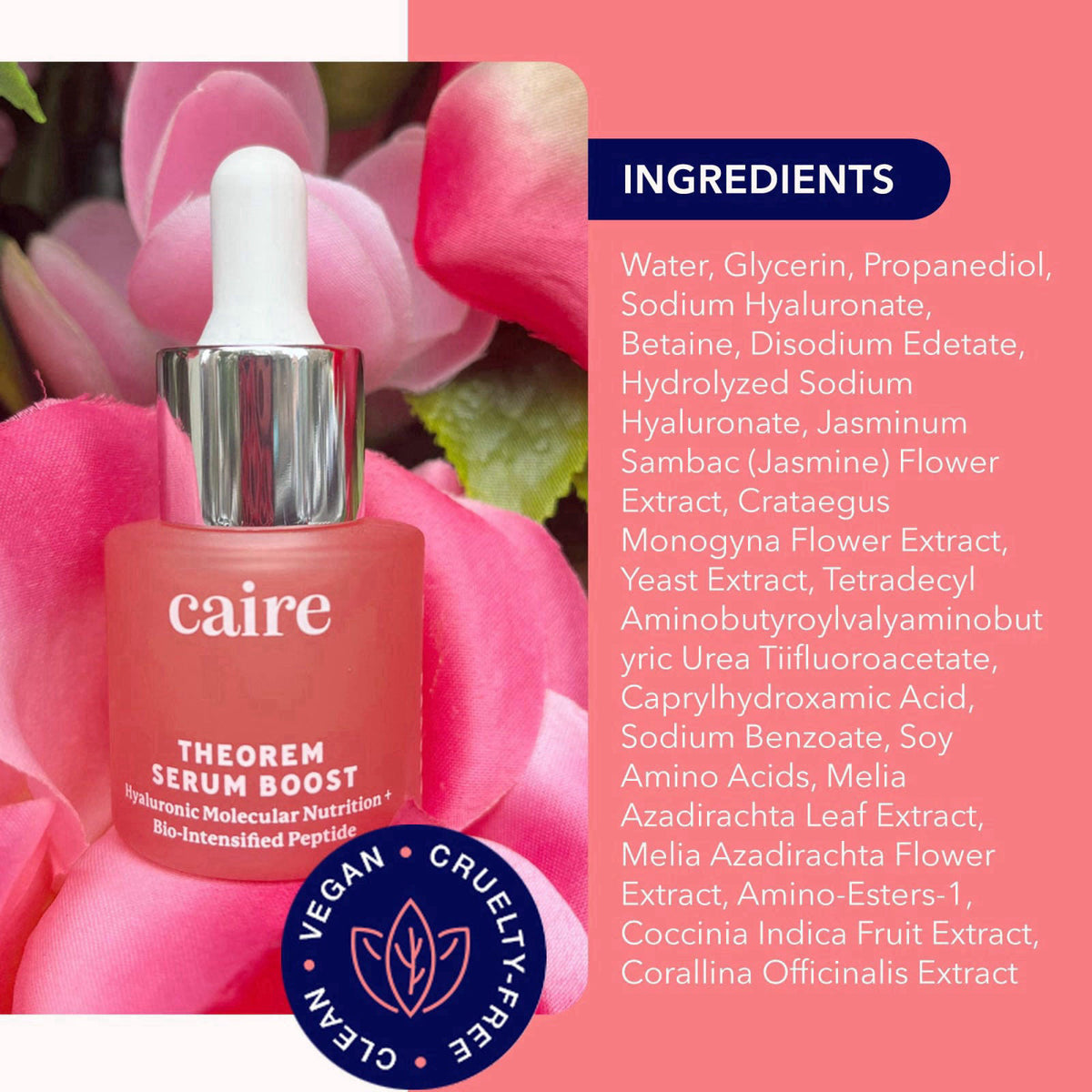Caire 'Own Your Age' Hyaluronic Acid Collagen Serum, 15ml – back view and specifications