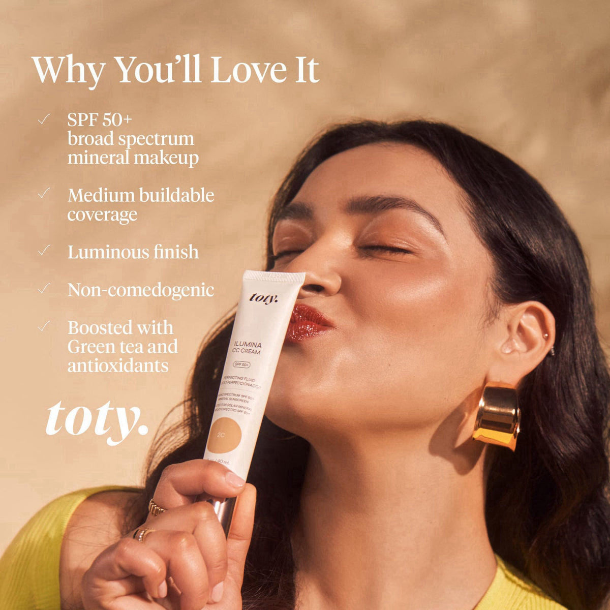 toty. Toty by Sofia Vergara - lumina CC Cream SPF 50+, 100% Mineral Color Correcting Cream - Medium Coverage Foundation 