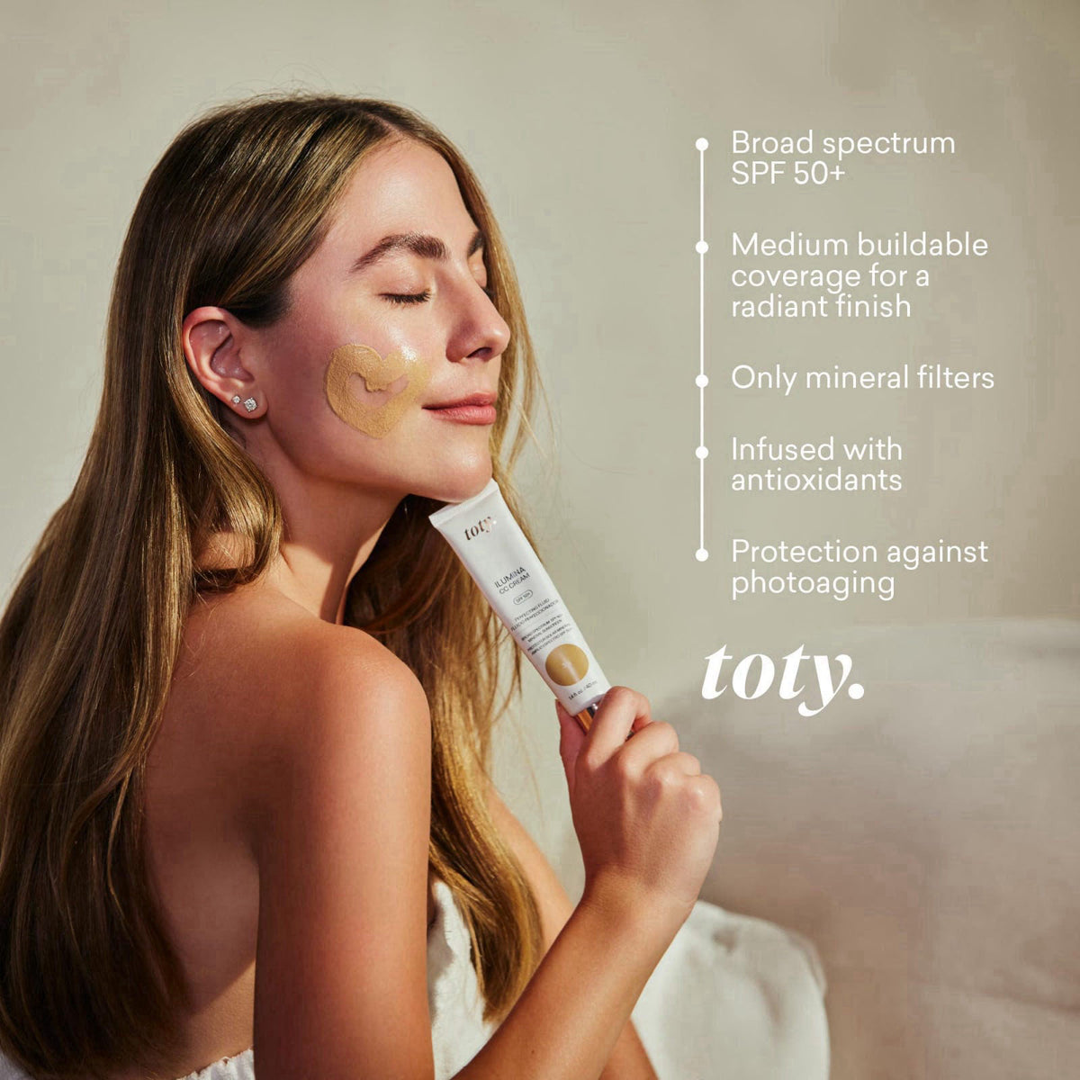 toty. Toty by Sofia Vergara - lumina CC Cream SPF 50+, 100% Mineral Color Correcting Cream - Medium Coverage Foundation 