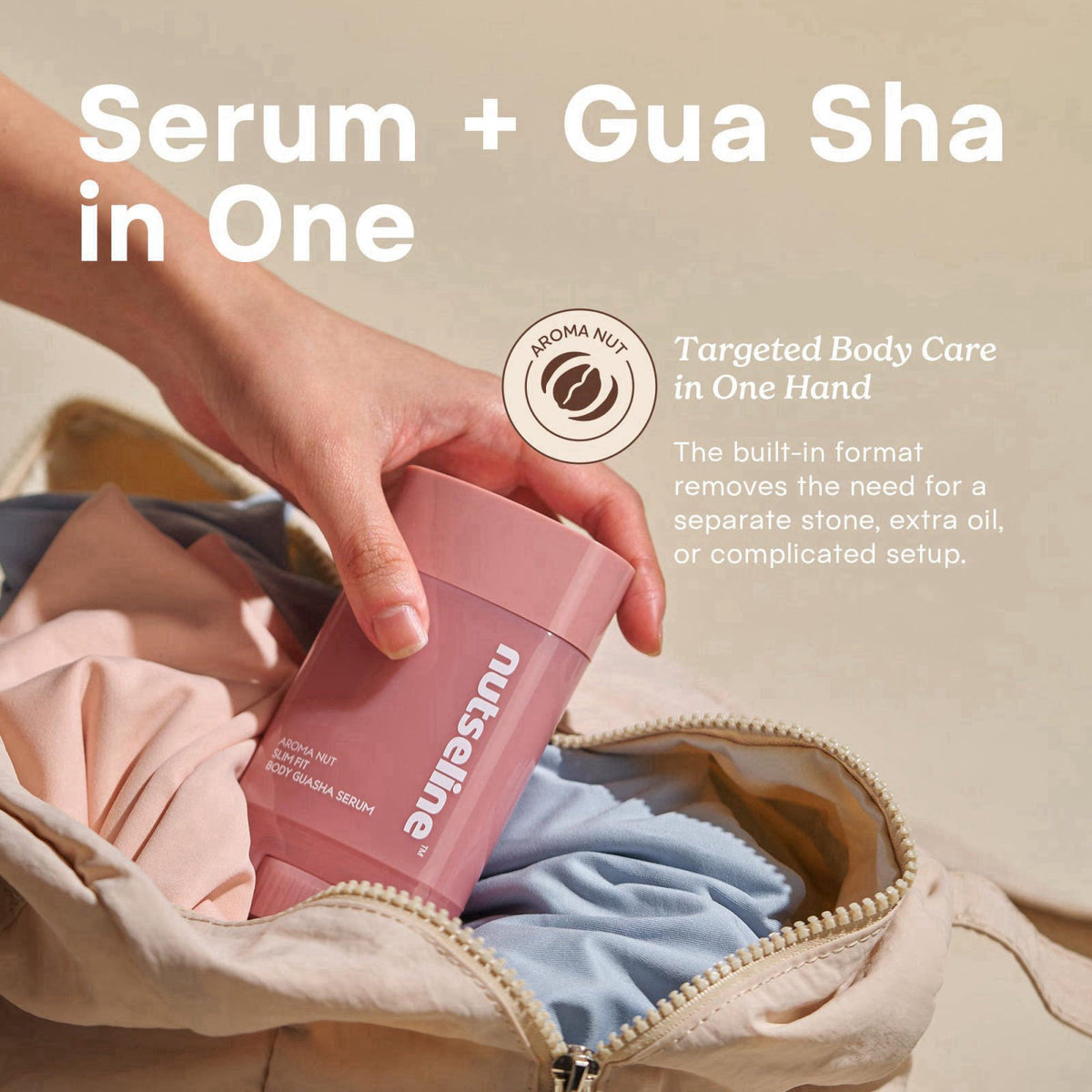 nutseline Aroma Nut Slim Fit Gua Sha Serum, Body Firming & Contouring Massage Oil Serum with Built-In Gua Sha Tip & 3% N