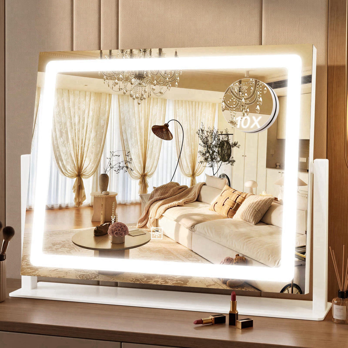 CraftCraze Makeup Mirror with Lights Vanity Mirror Dimmable|16''*12''White